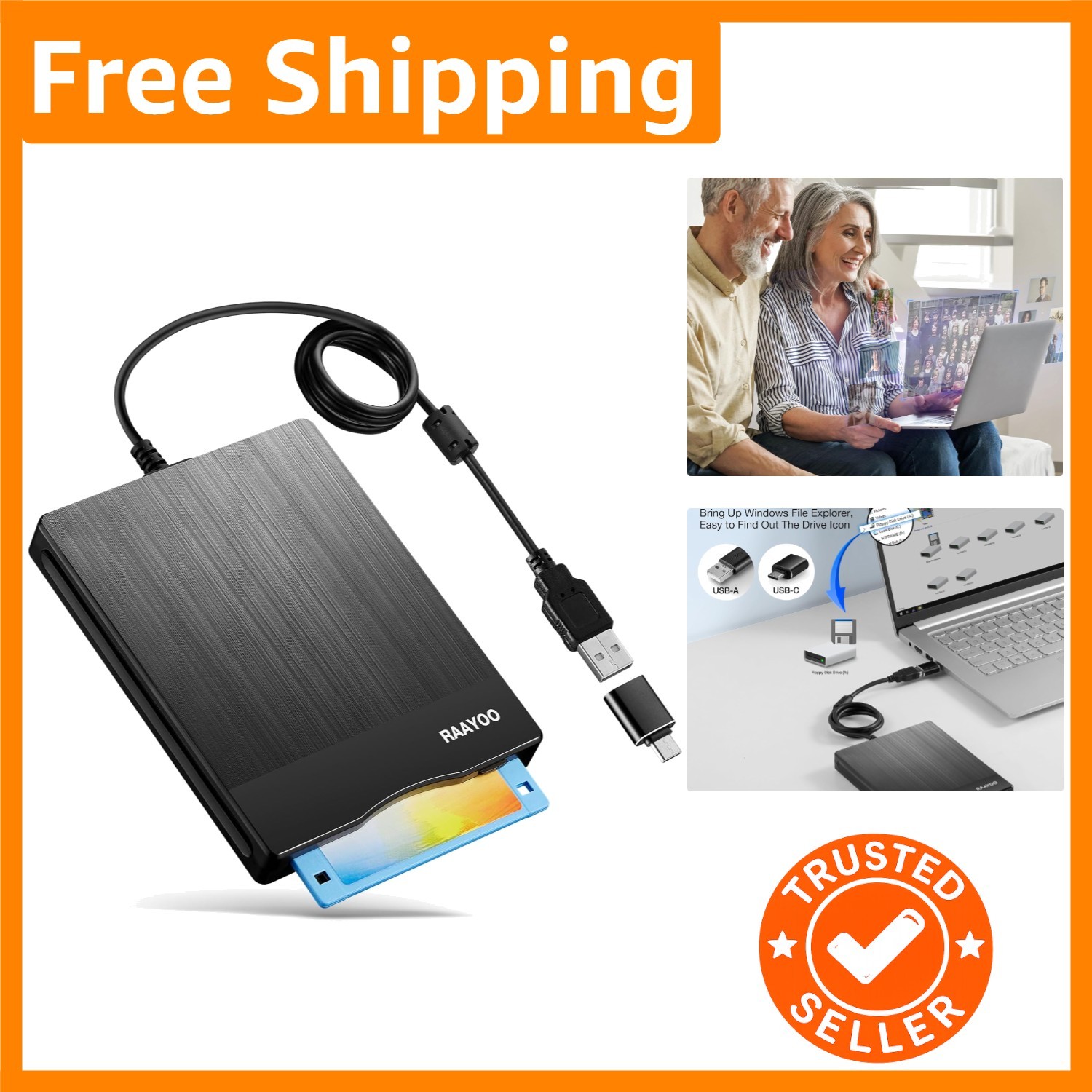 Dust-Resistant 3.5-Inch USB Floppy Disk Drive for Windows - Retrieve Old Files