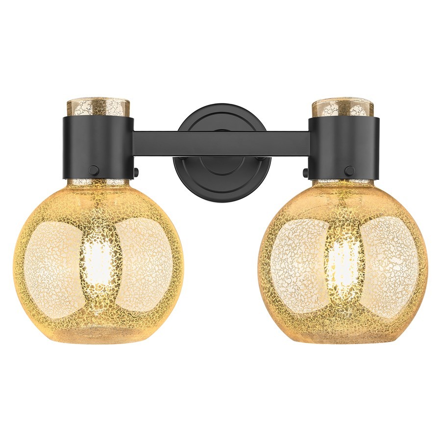Innovations Lawton Sphere 2Lt 16" Bath Light, BL/Merc - 464-2W-BK-G464B-7ME