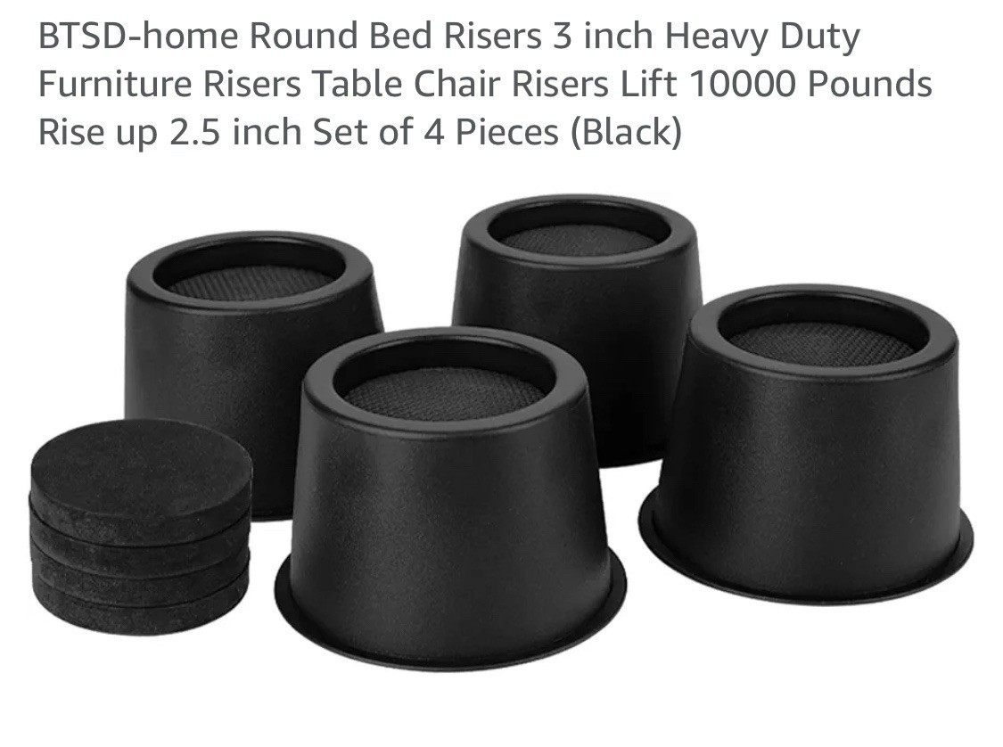 4 Pieces home Round Bed Risers 3 inch Heavy Duty Furniture, Lift 10000 Pounds