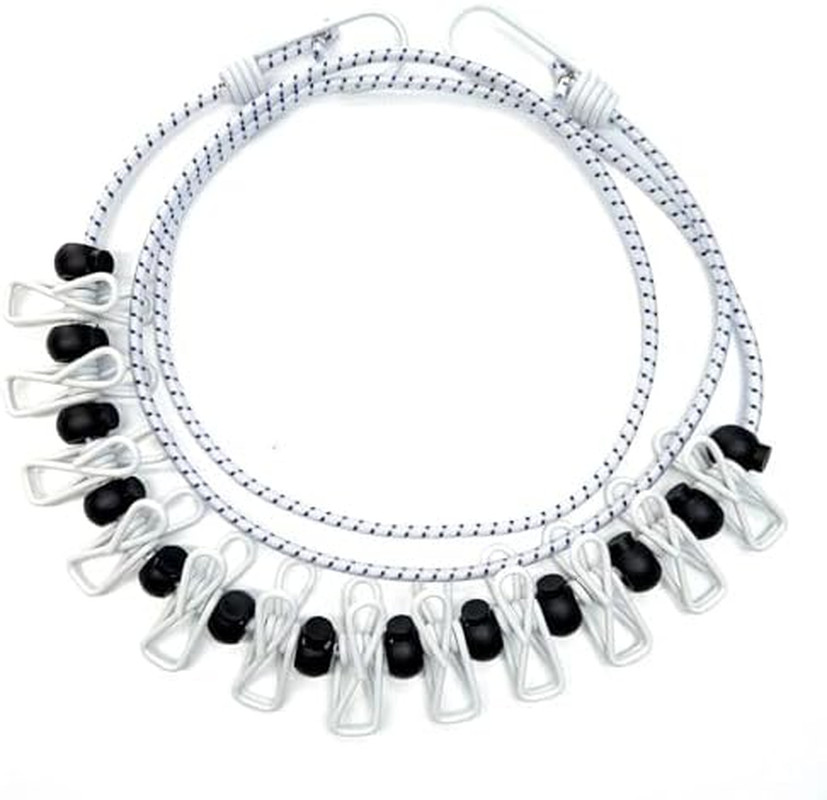 Travel Clothing Line,Retractable Portable,12 Clips for Indoor/Outdoor Dry (Wh...