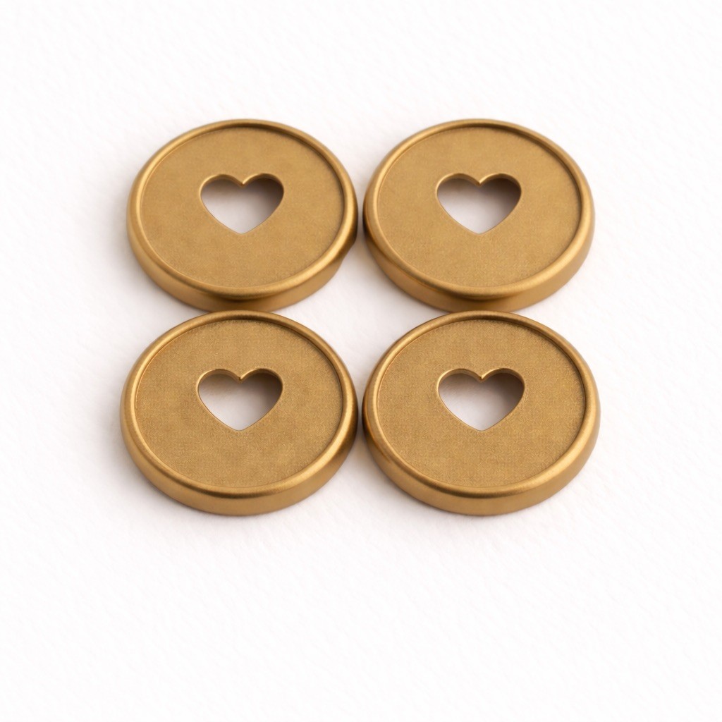 Mini Discbound Planner Discs Matte Gold Plastic Heart Cutout Set of 4