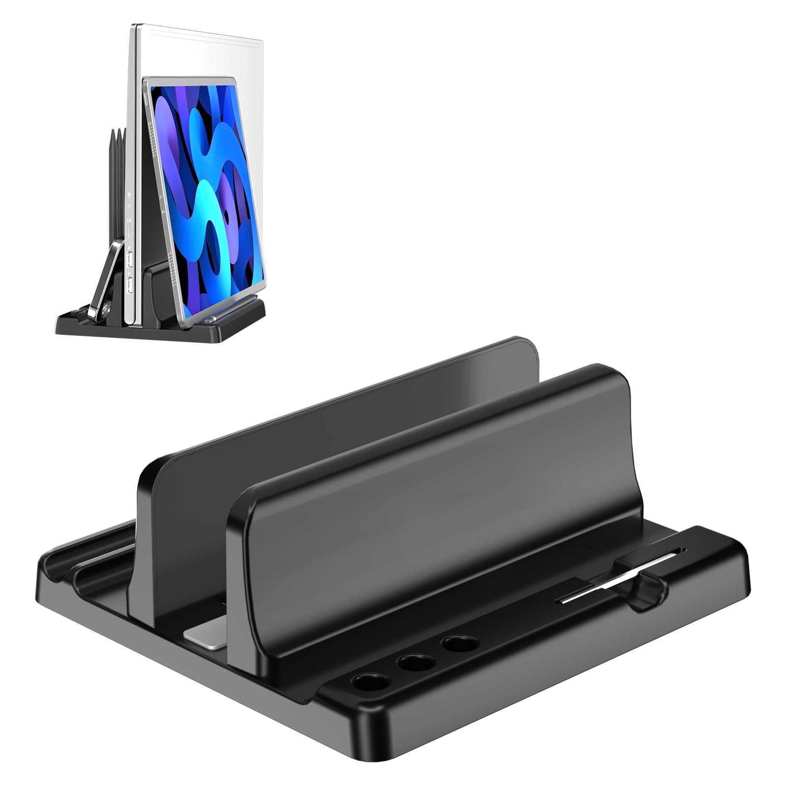 Vertical Laptop Stand Holder - Adjustable ABS Plastic Black-1 Slot Version