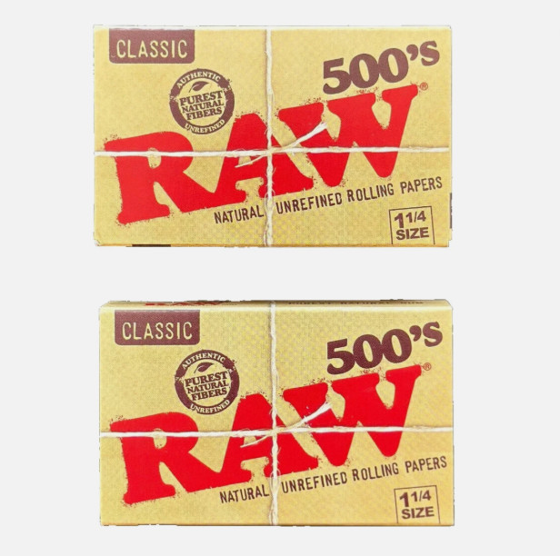 RAW Classic 500s ~1 1/4~ Rolling Papers (2 Packs) ~NEW