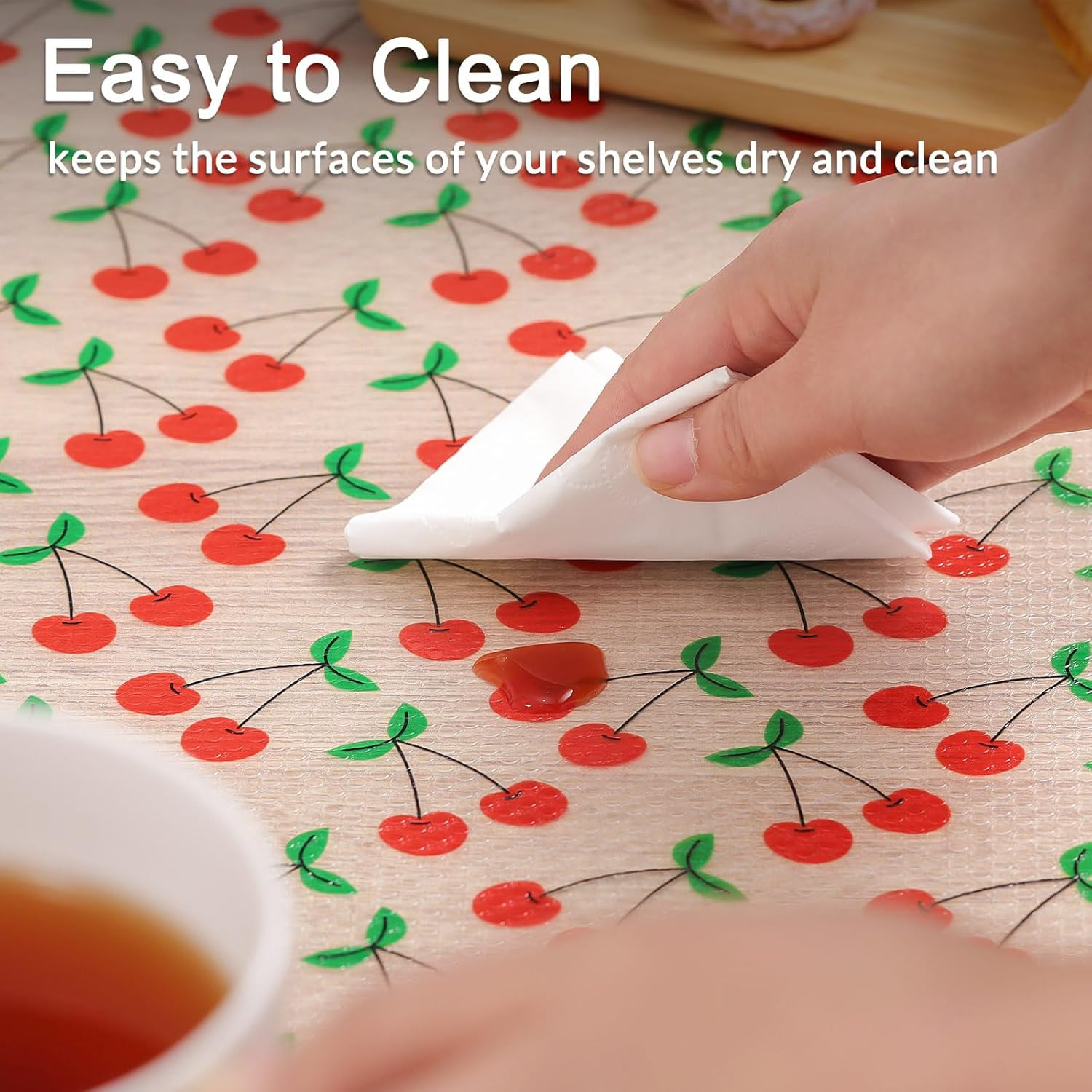 Shelf Liner, Non-Adhesive Waterproof Shelf Paper with Fruit Pattern, Easy to ...