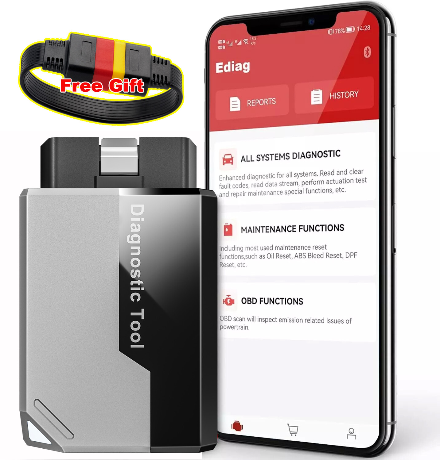 2026 Kingbolen Ediag Elite OBD2 Car Diagnostic Tool Bluetooth Scanner All System