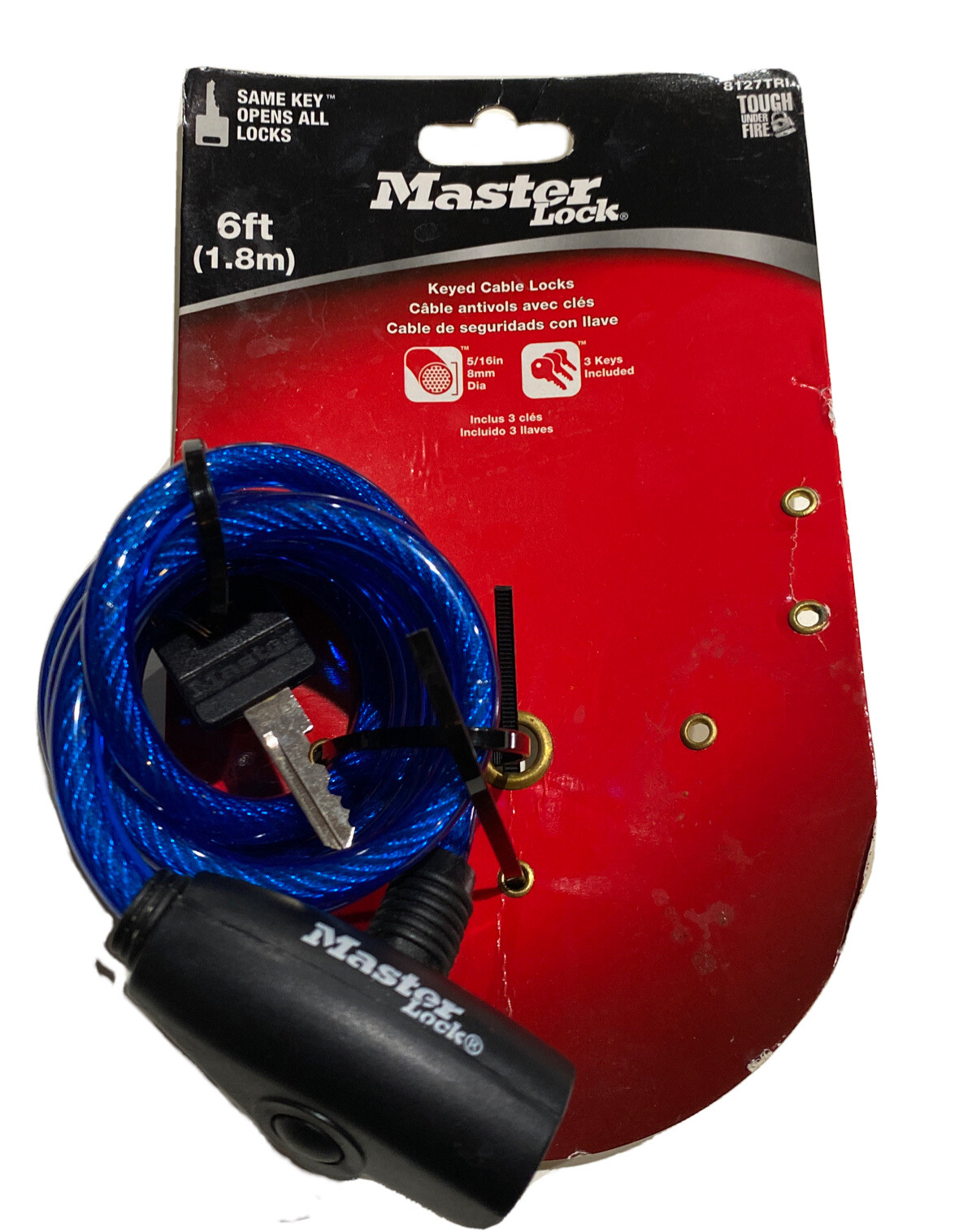 Master Lock blue Coiled Cable Lock 6 Ft Security Bicycles Grills Mowers