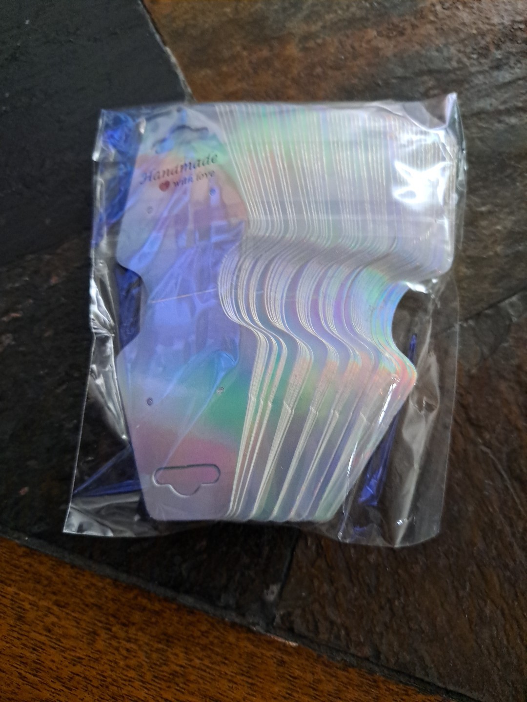 "Handmade With Love" Jewelry Cards Sell Handmade. Holographic Color. Set Of 50.