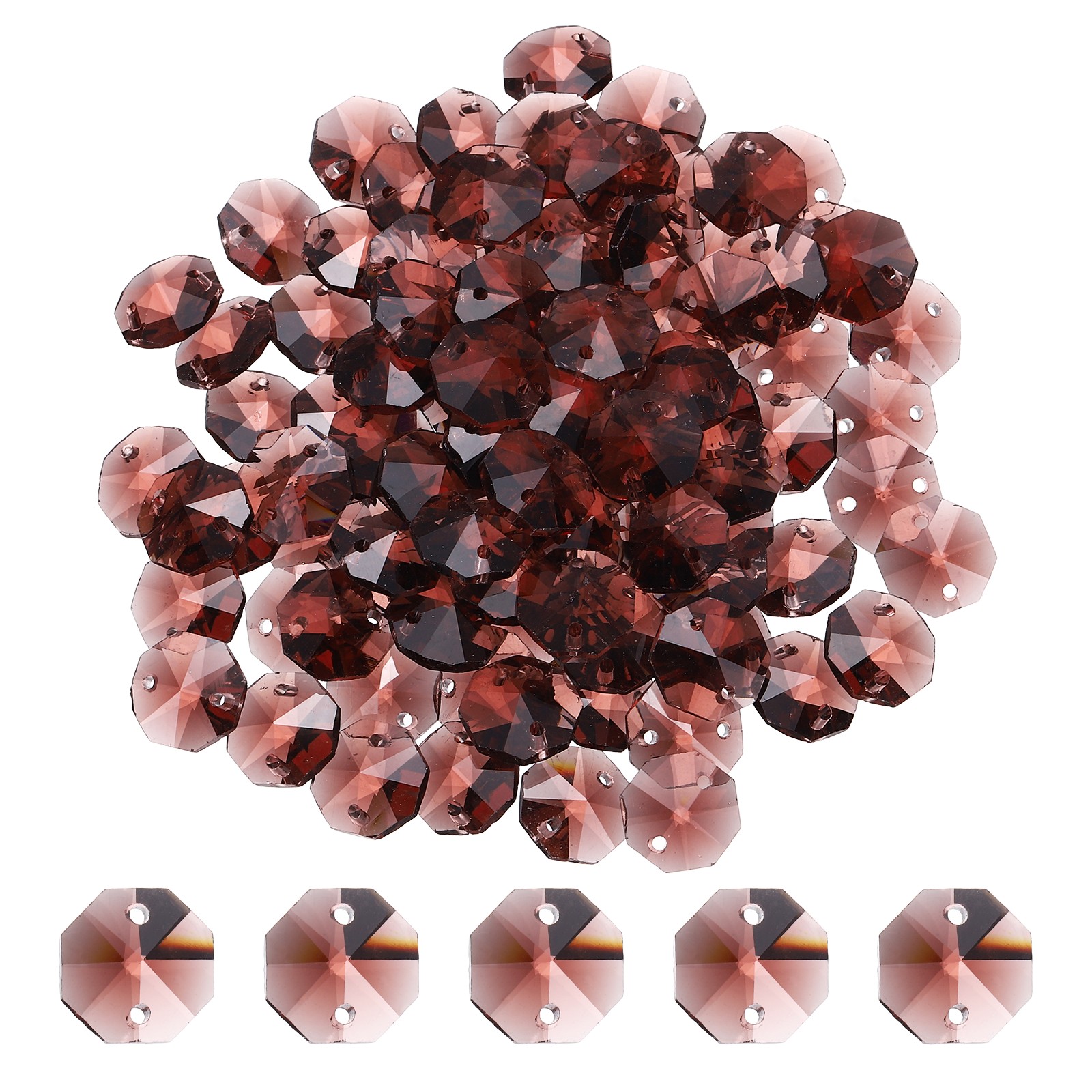 14mm Glass Octagon Beads, Sun Catcher Beads Bulk 80 Pcs & Medium Purple