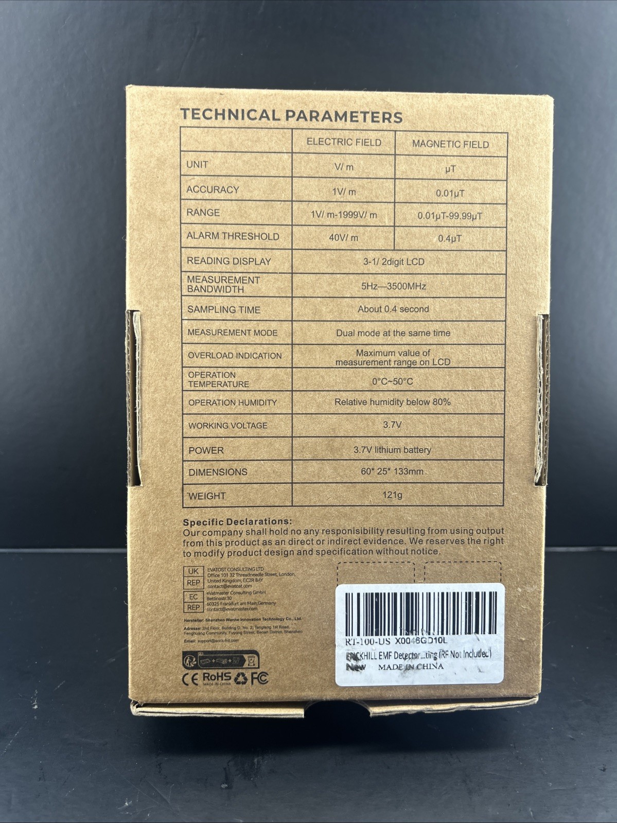 ERICKHILL EMF Detector Rechargeable Digital Electromagnetic Field Radiation