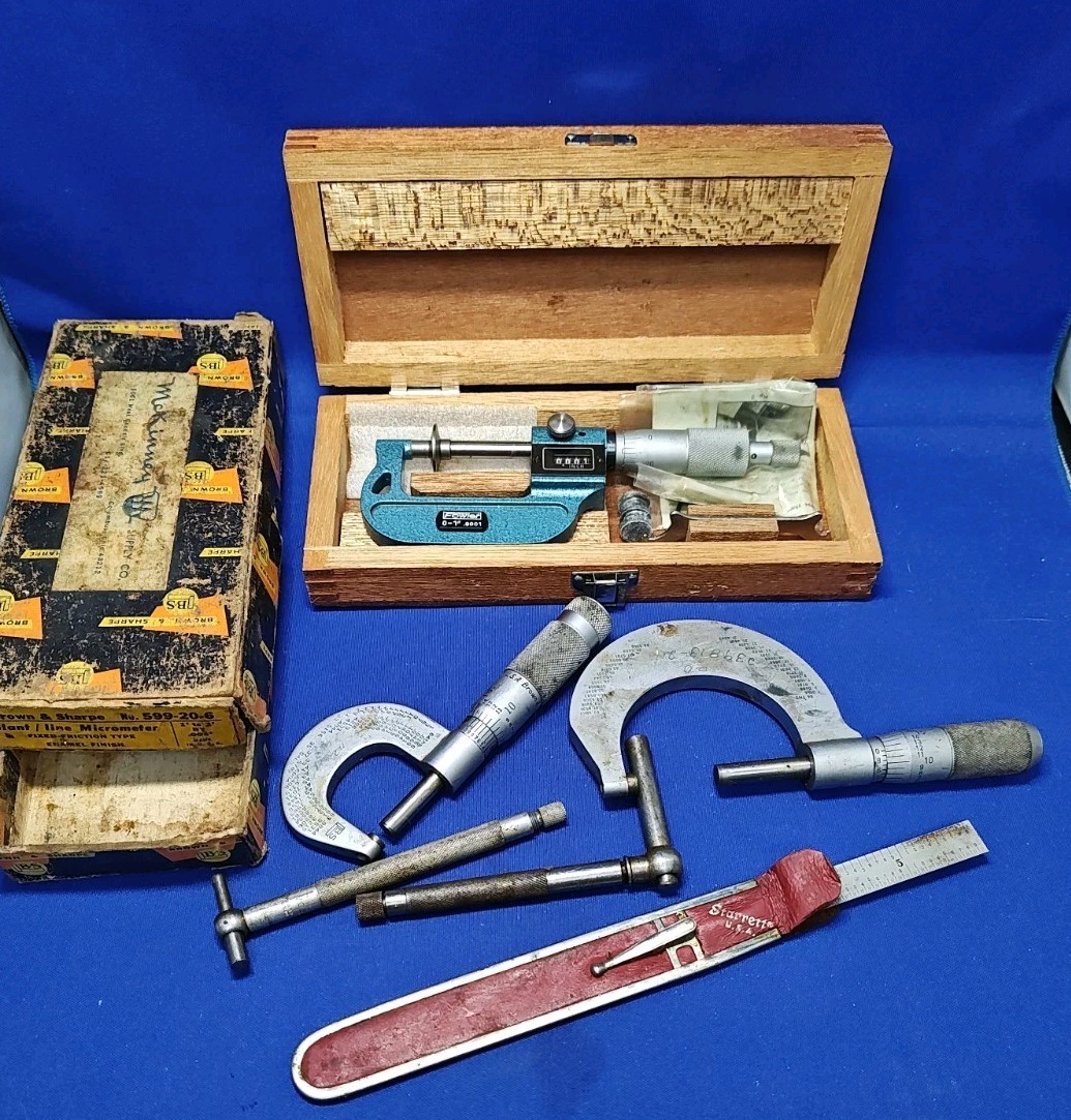 Vintage Fowler - Brown &Sharpe Slant Line Micrometer .001''  Lot Of 3