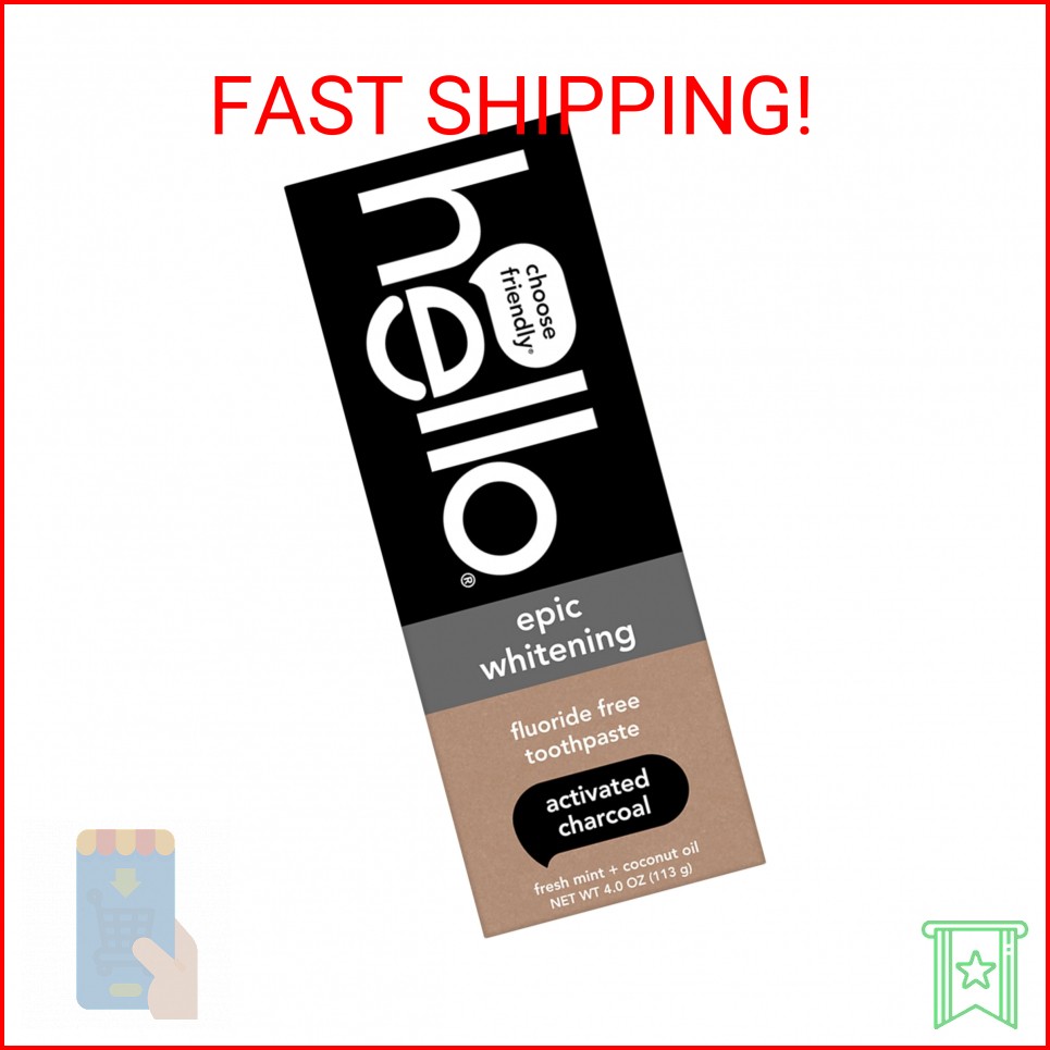 hello Epic Whitening Charcoal Fluoride Free Toothpaste, Activated Charcoal Tooth