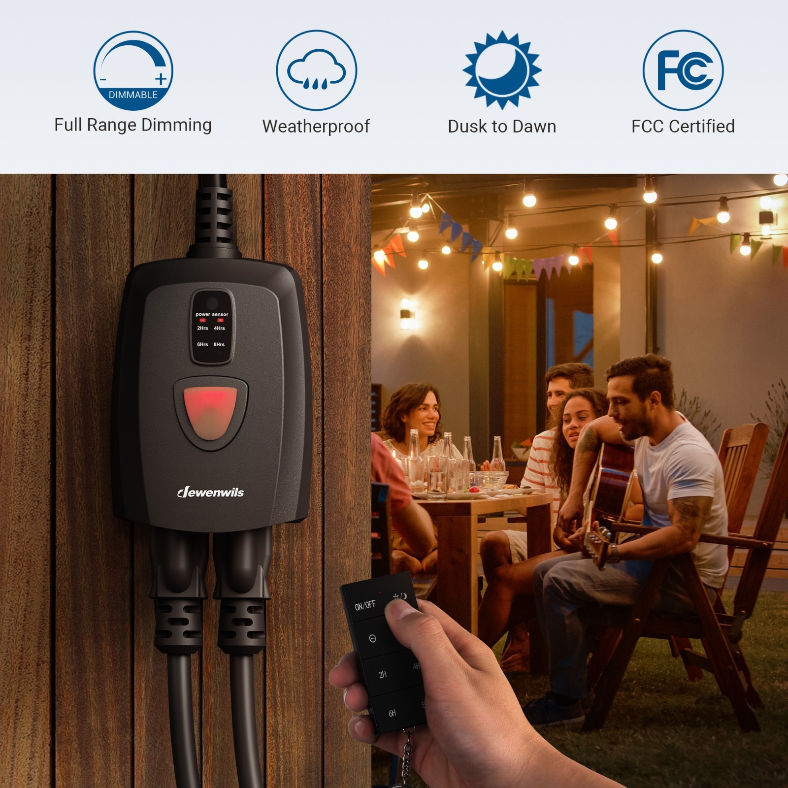 DEWENWILS Outdoor Dimmer with Timer Function Dusk to Dawn Remote Dimmer Switch