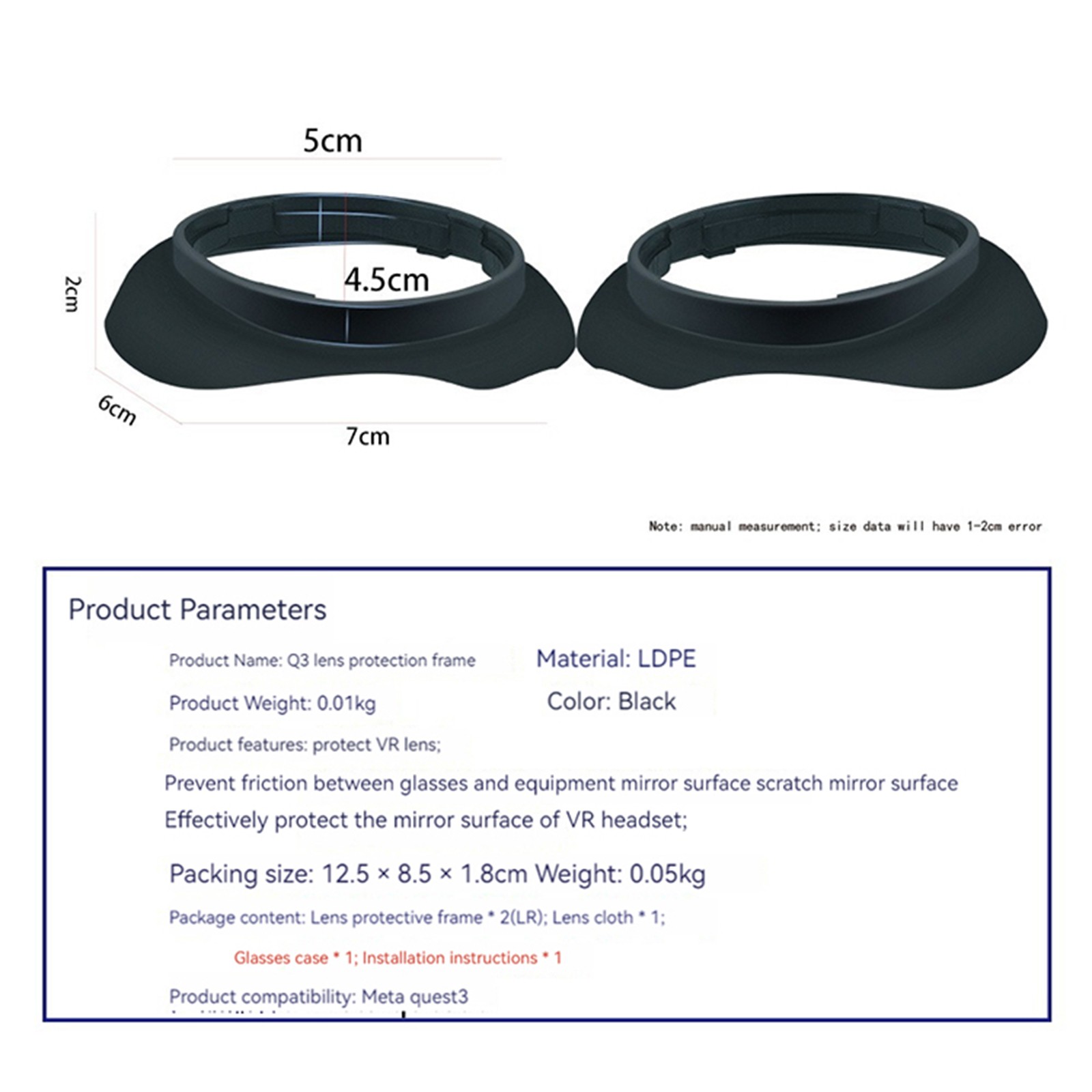For Quest 3 VR Glasses Lens Protector Frame VR Headset Mirror Anti-scratch Frame