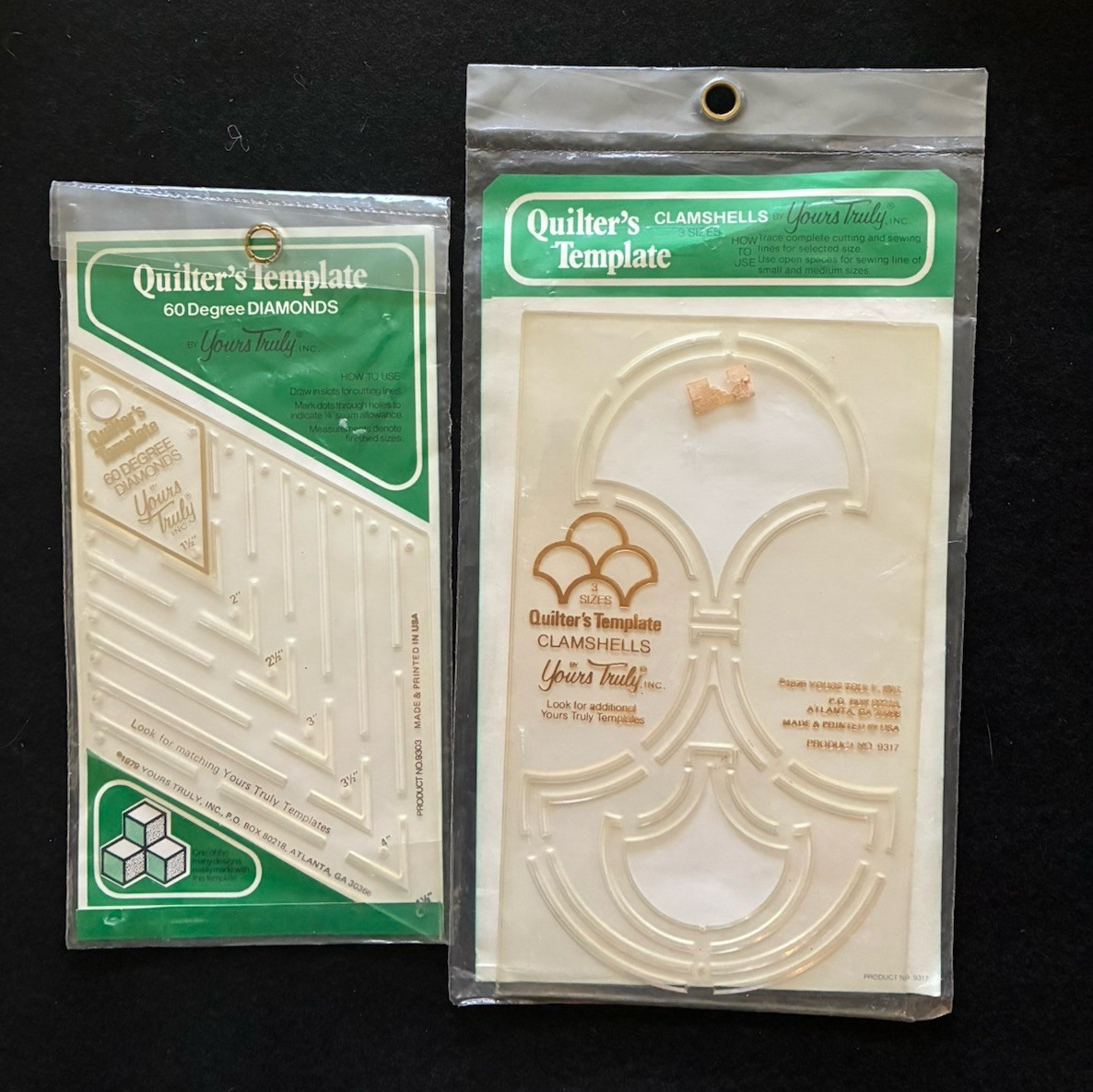 Yours Truly Quilters Templates Clamshells and 60 Degree Diamonds NOS