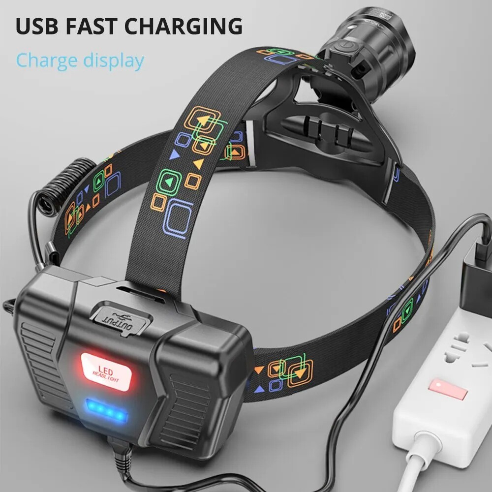 Headlamp LED Rechargeable Super Bright Headlight Torch Flashlight Head USB Lamp