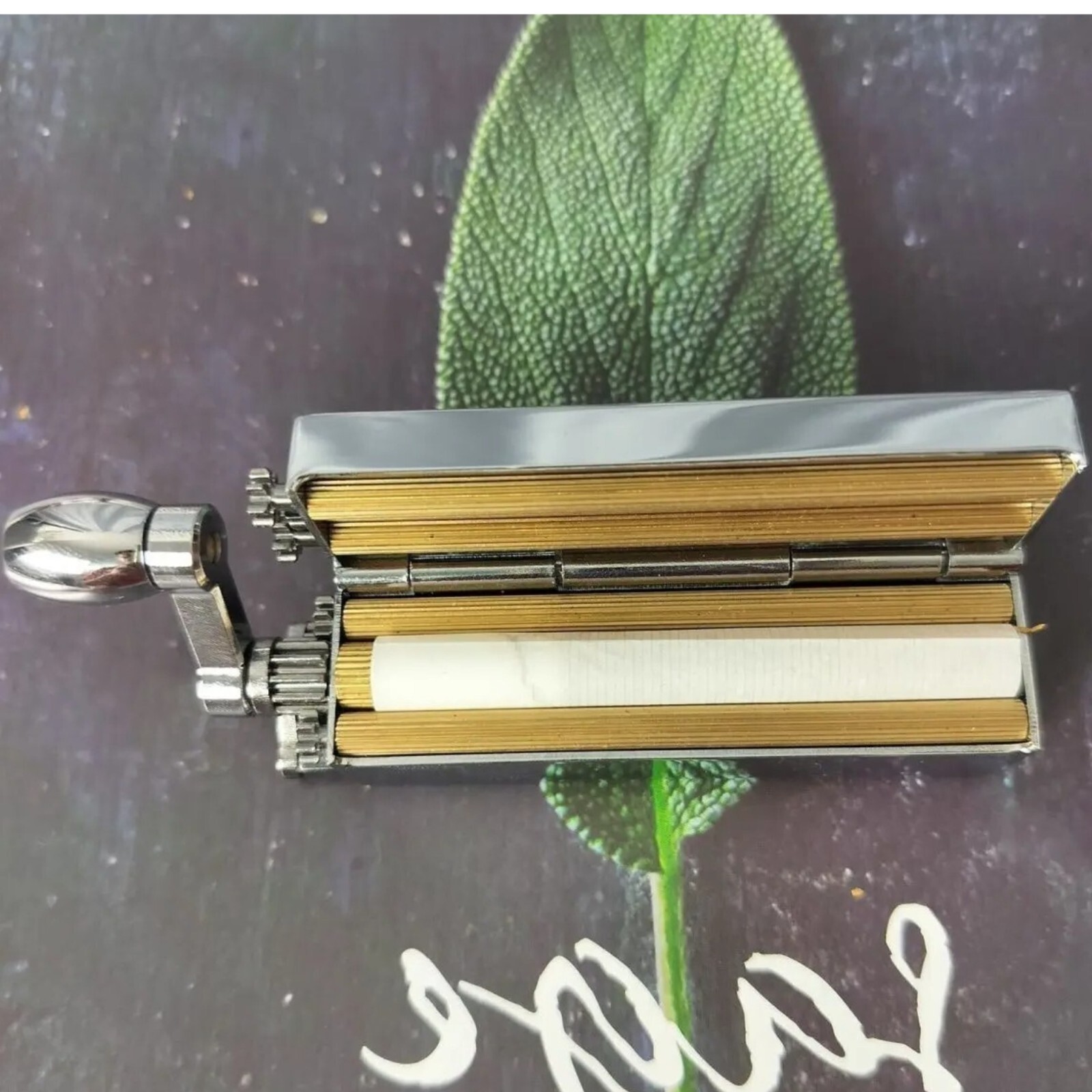 Handmade Cigarette Maker Machine Vintage Brass Gear Wheel Rotate Roller Machine