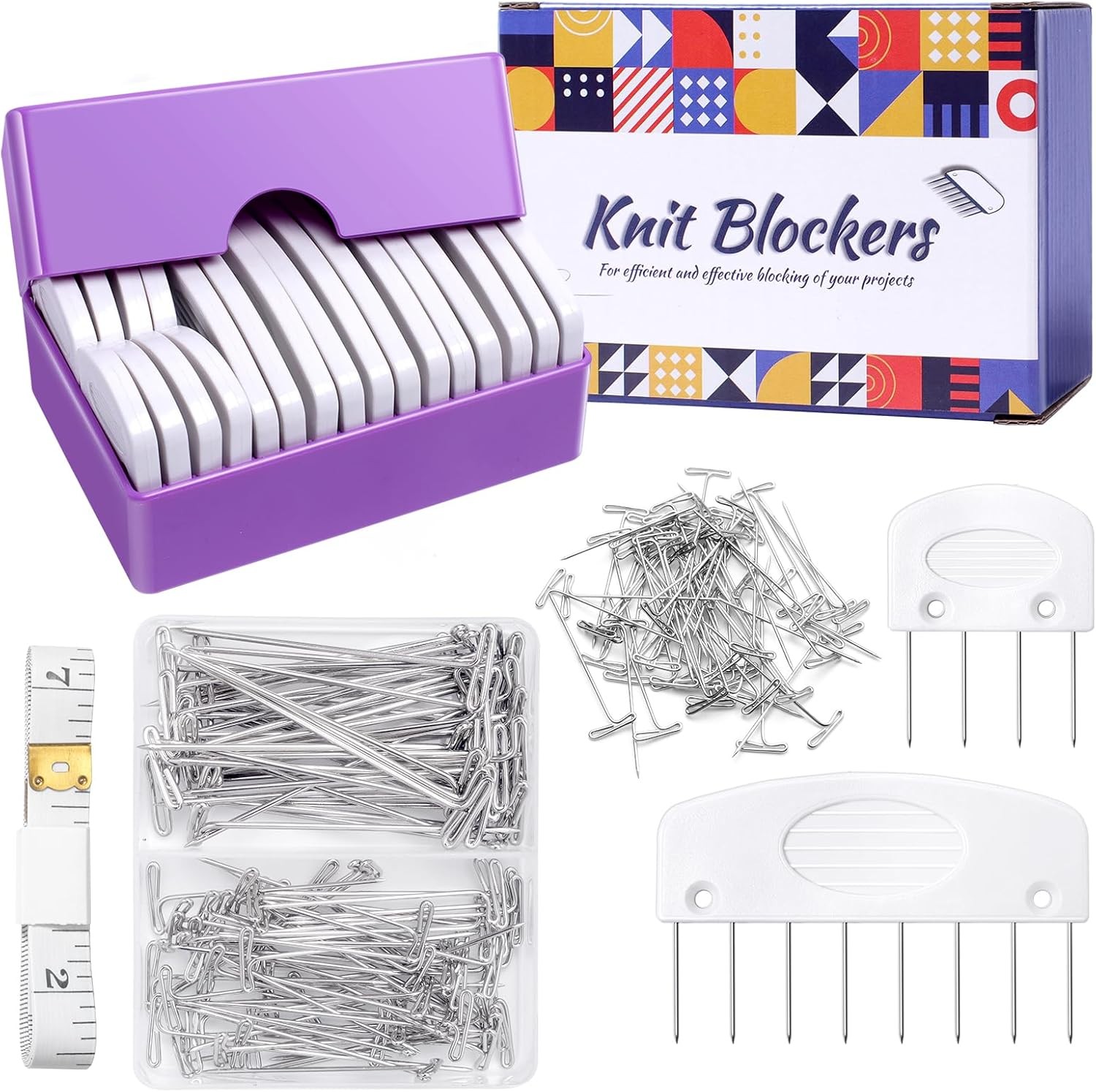 130 Pcs Knit Blockers Kits, Blocking Combs Pins Set for Knitting, S1
