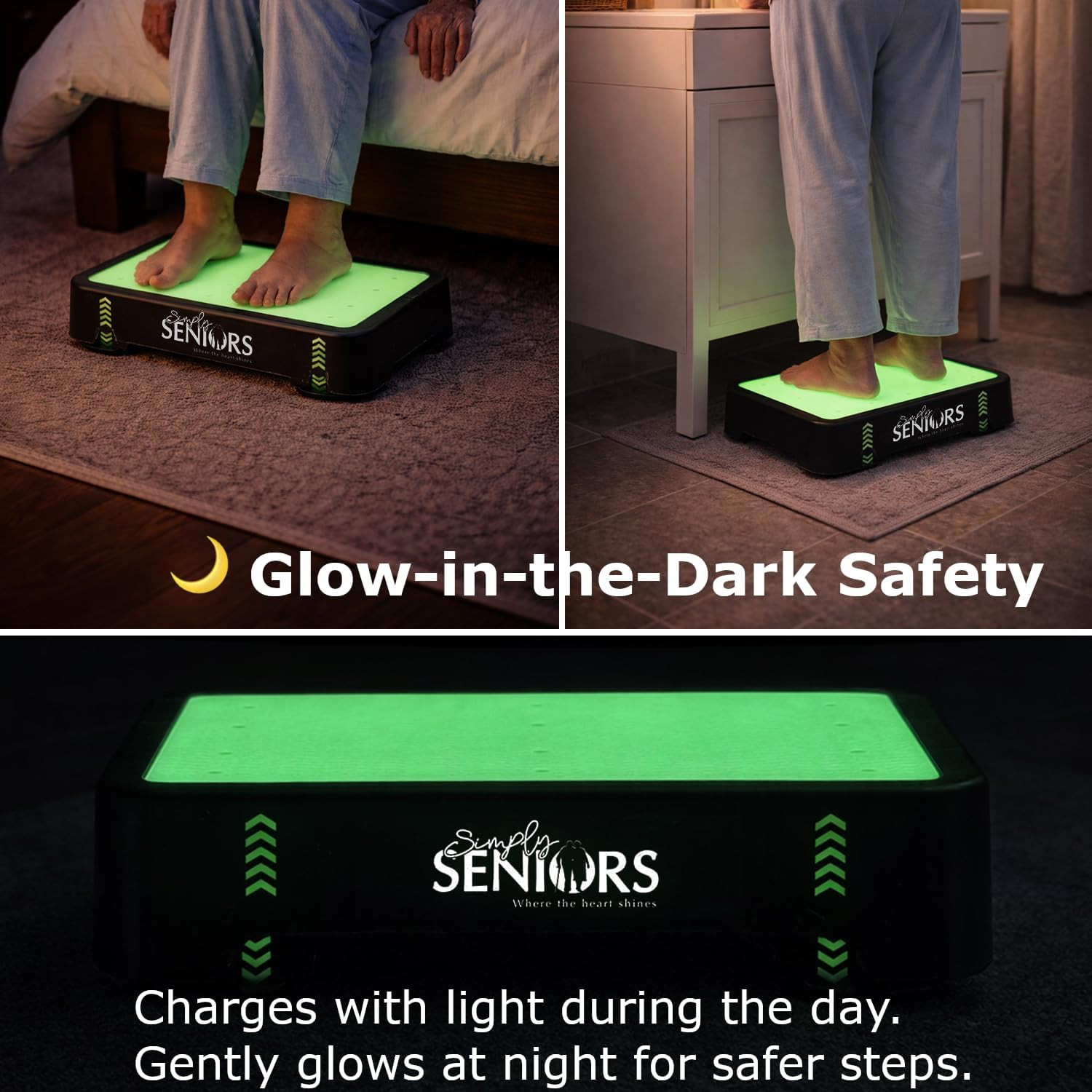 Small Step Stools for Adults - Noctilucent Stepping Stool | Bed Steps for High B