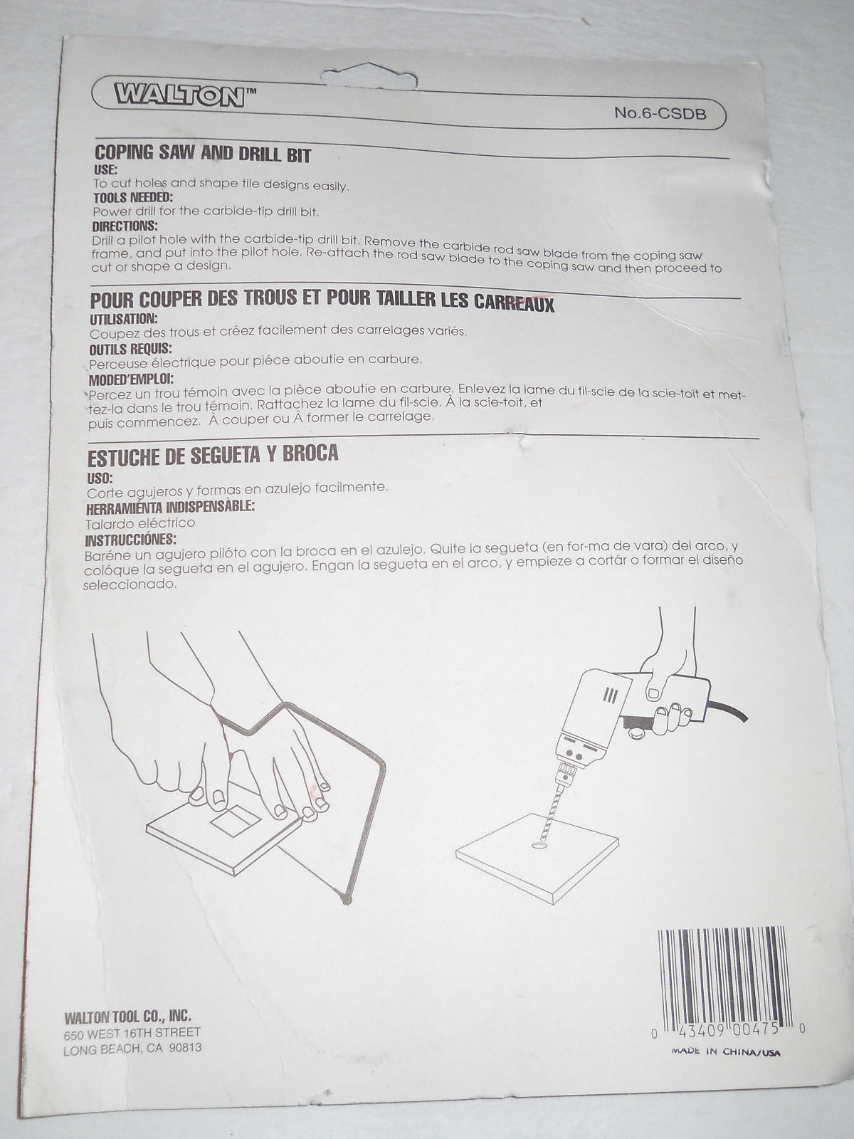 TILE COPING SAW AND DRILL BIT "WALTON"