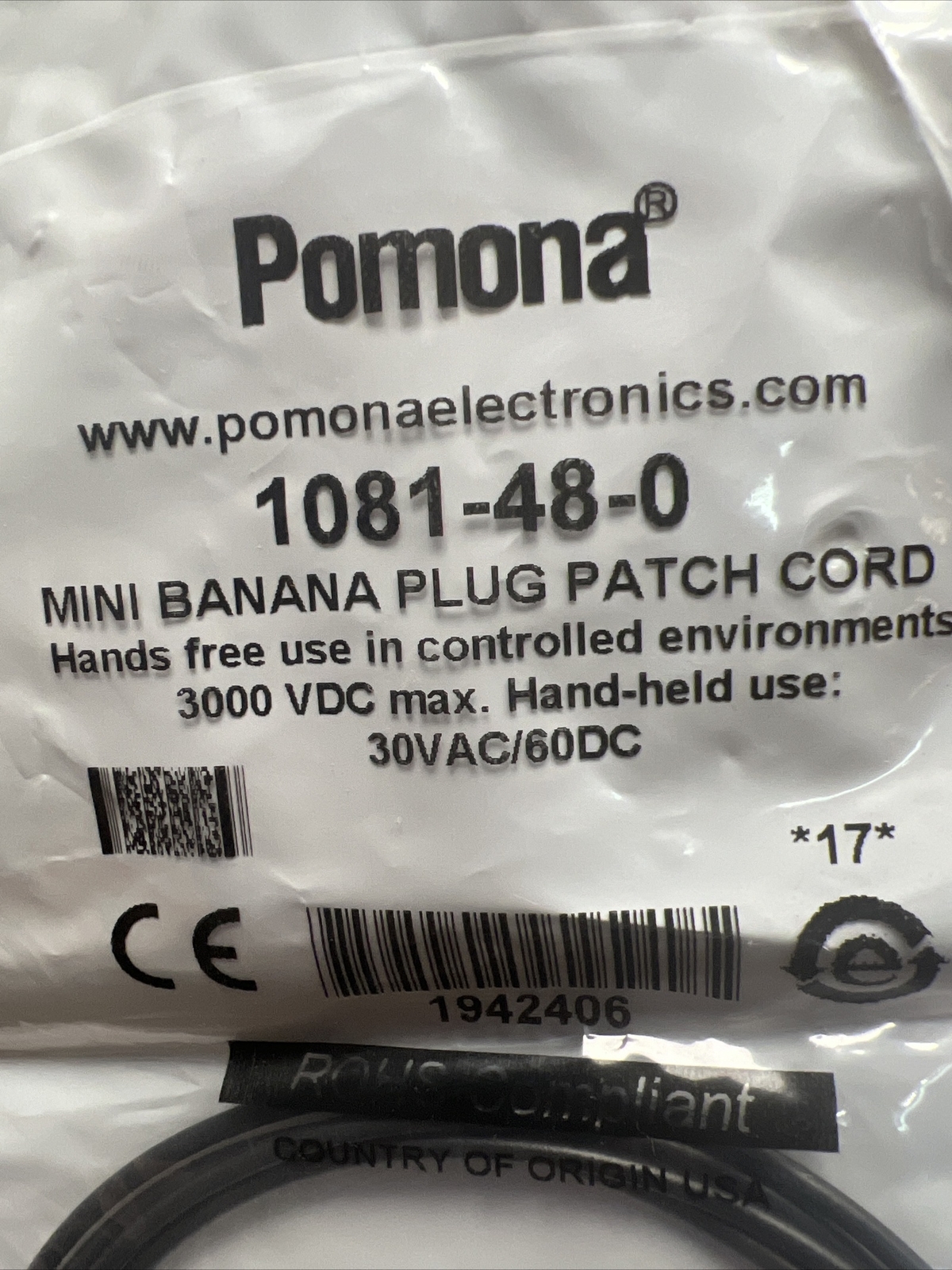 Pomona 1081-48-0 Mini Banana Plug Patch Cord