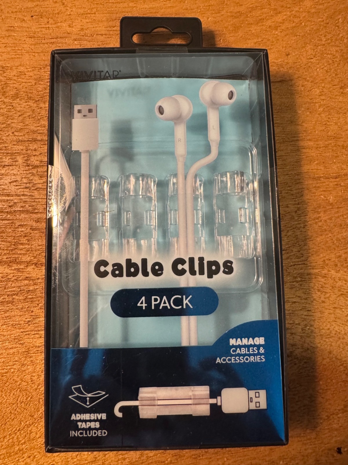 Vivitar Cable Clips 4 Pack Adhesive Tape included NEW