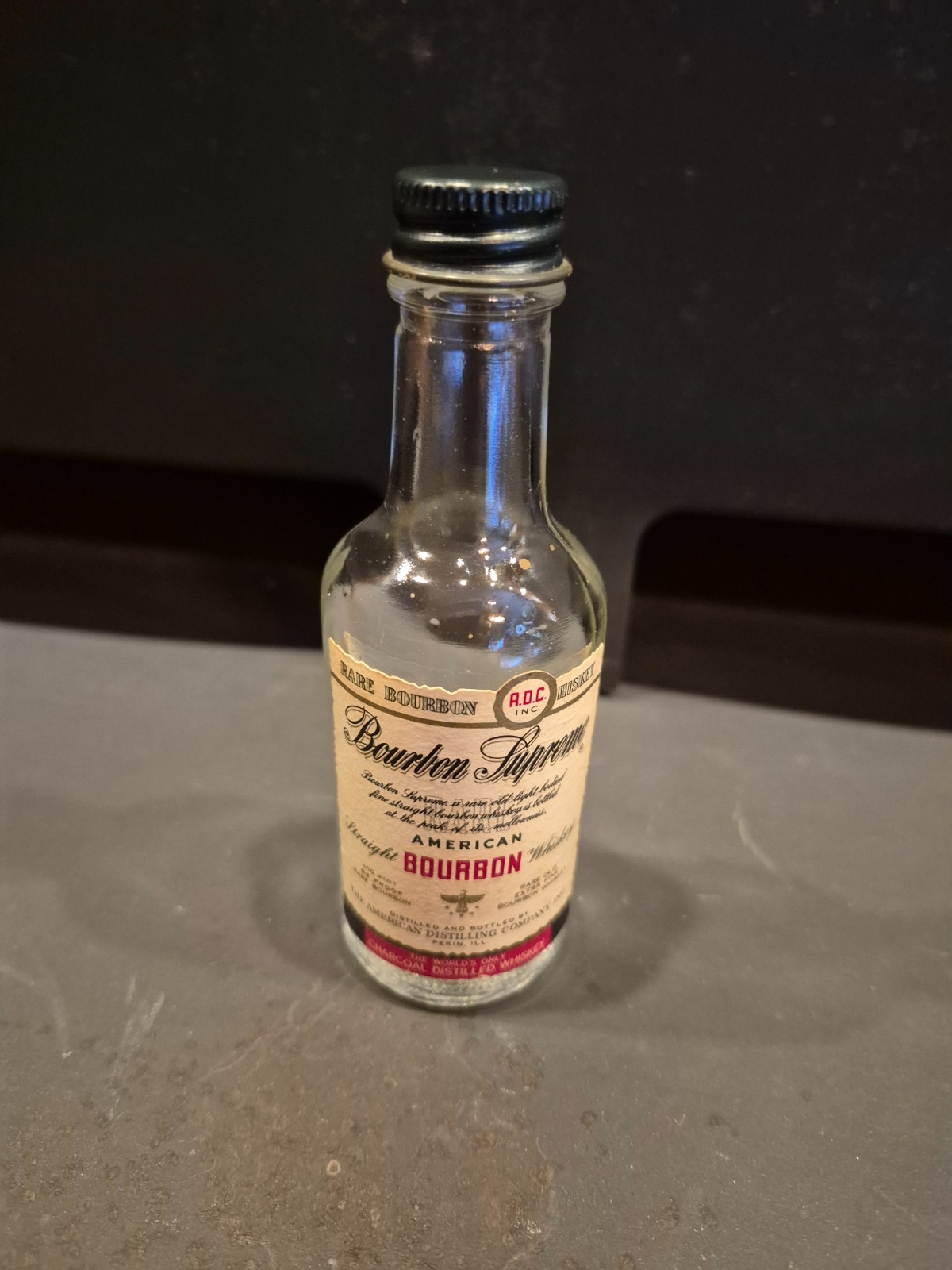 Vintage Bourbon Supreme American Bourbon Miniture 4 inch Empty Bottle
