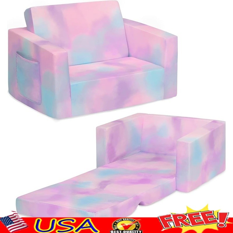 Convertible 2in1 Kids Chair Lounger Cozy Foam Lightweight Stain Resistant New