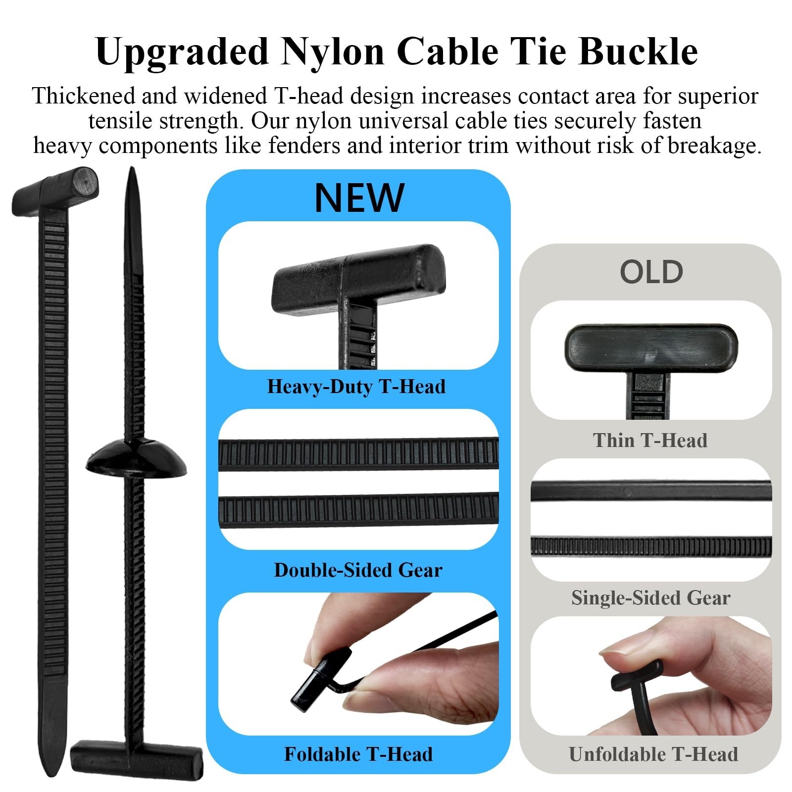 100PCS Upgraded Nylon Universal Cable Tie Buckle,Self-Locking Multifunctional...