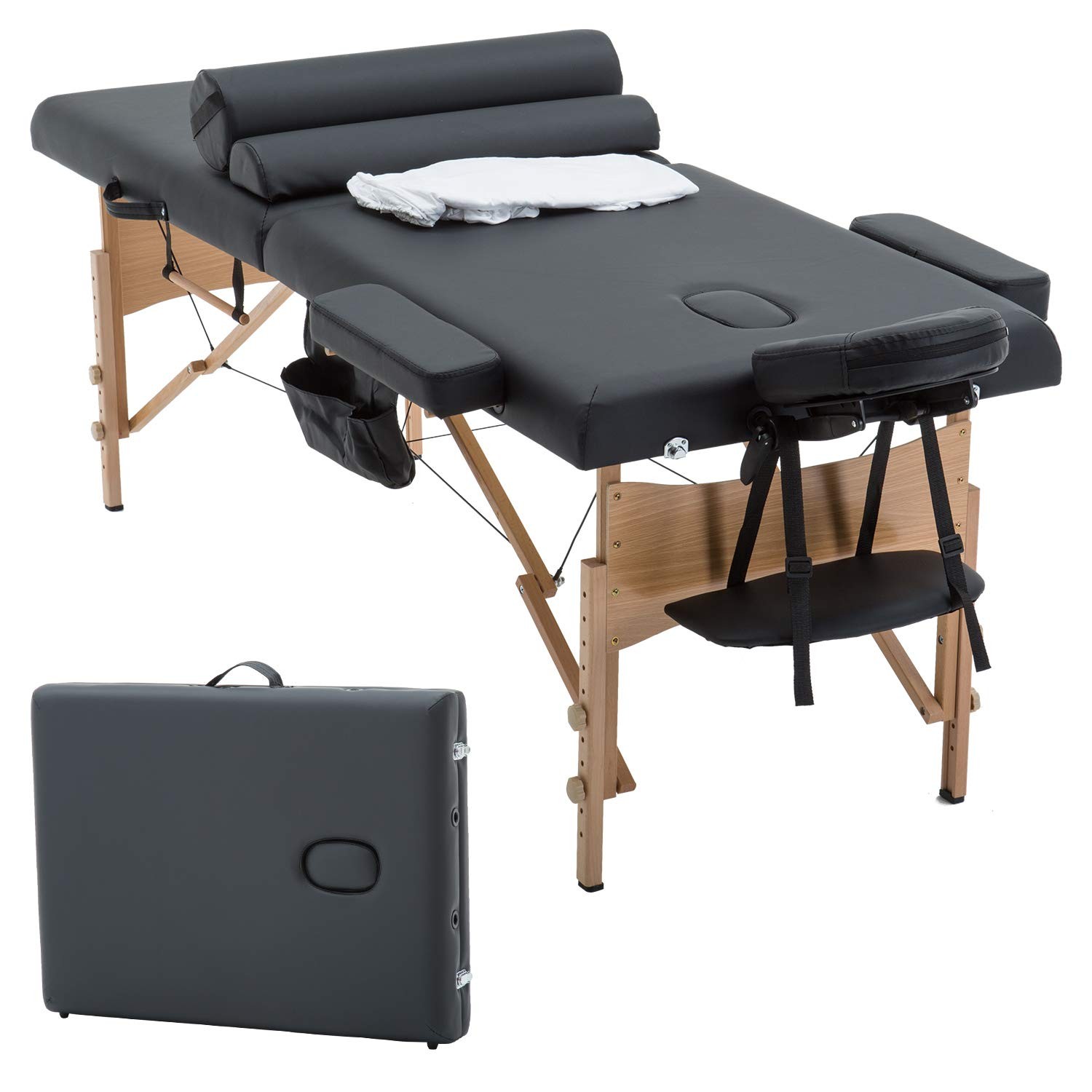 Table Massage Bed Spa Bed 73 Inch Heigh Adjustable 2 Folding Portable Massage...