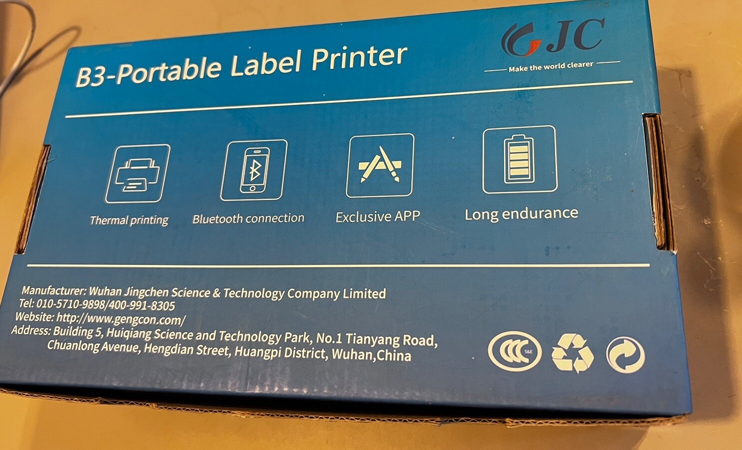 Jingchen Portable Label Printer B3 Bluetooth Thermal