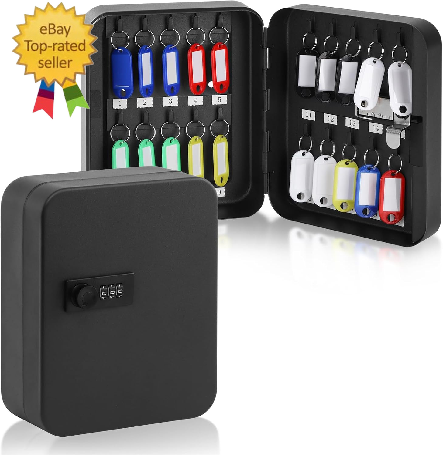 20 Key Storage Lock Box with Code, Key Organizer Wall Mount Combination Lock