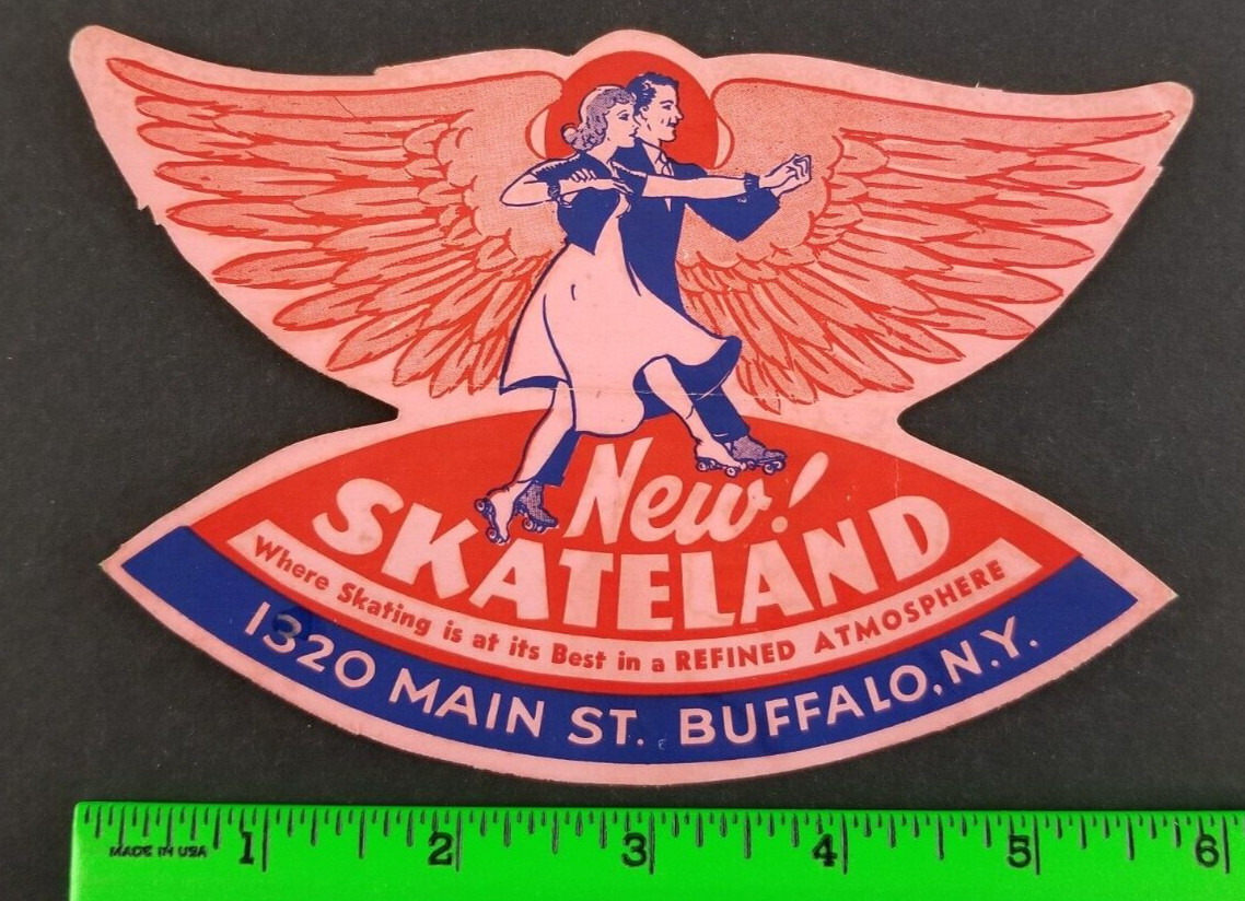 Vintage 1940's-1950's Buffalo New York Roller Skating Sticker Decal