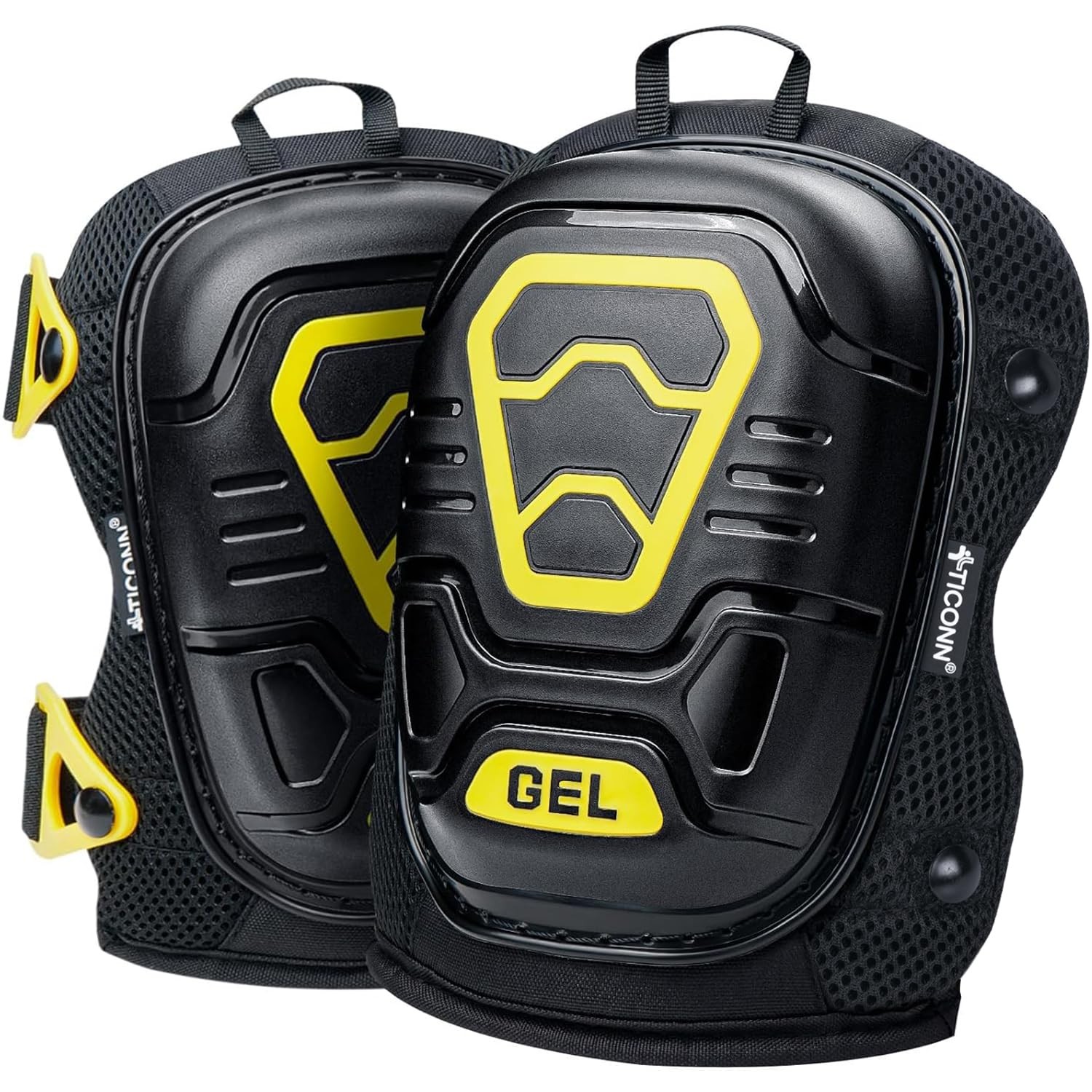 TICONN Gel Knee Pads for Work, Professional Heavy Duty Work Black&Yellow
