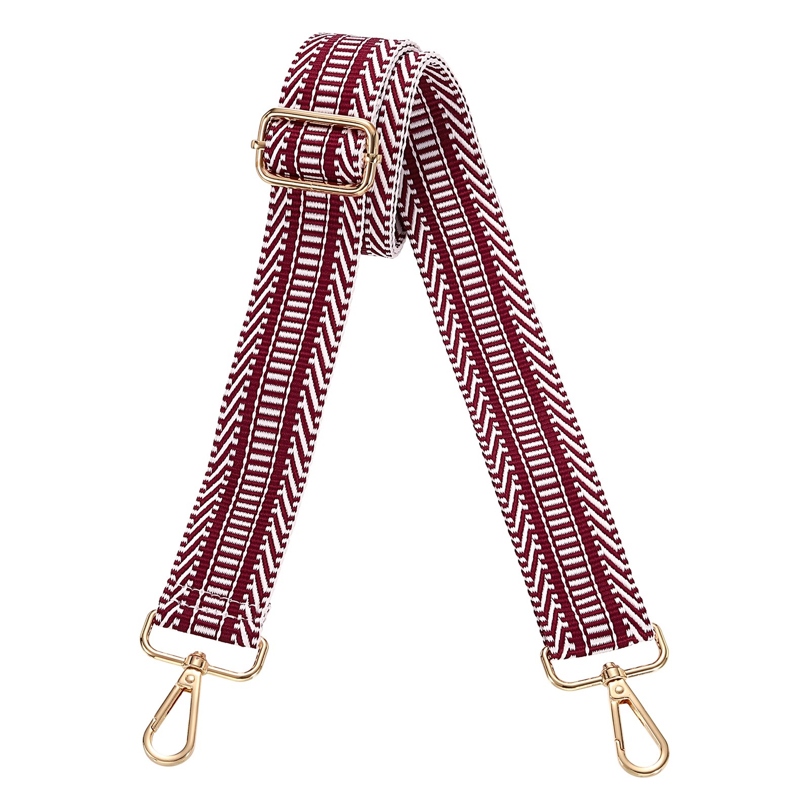 Purse Straps Replacement Crossbody with Light Gold Buckle, Stripe Dark Red