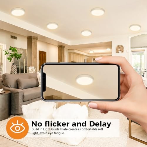 12Pack LED Flush Mount Ceiling Light, Dimmable & 100W 6.5in-12Pack White