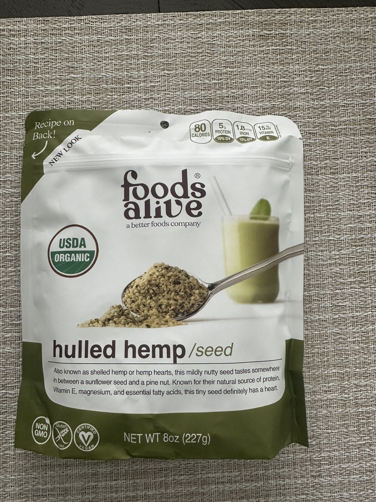 Organic Hulled Hemp Seeds, 8 oz (227 g)