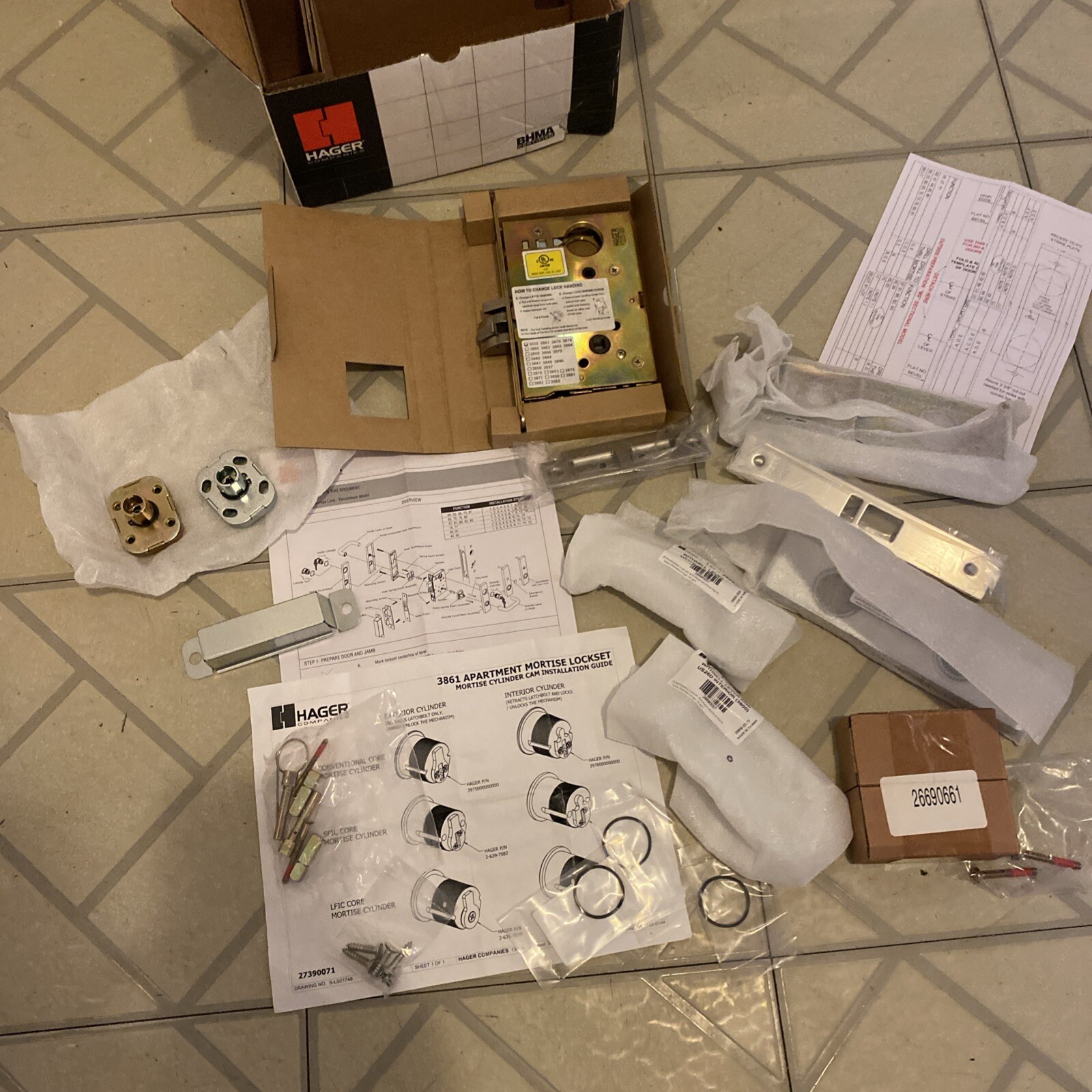 HAGER 3800 Series APARTMENT Mortise Lock Set  NEW,3850,3861