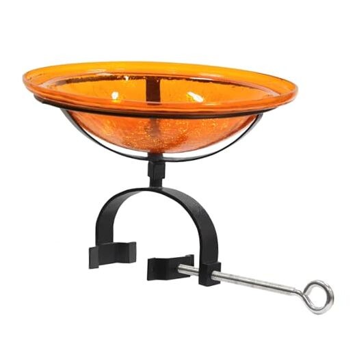 12" Mandarin Crackle Birdbath- Over Rail Bracket