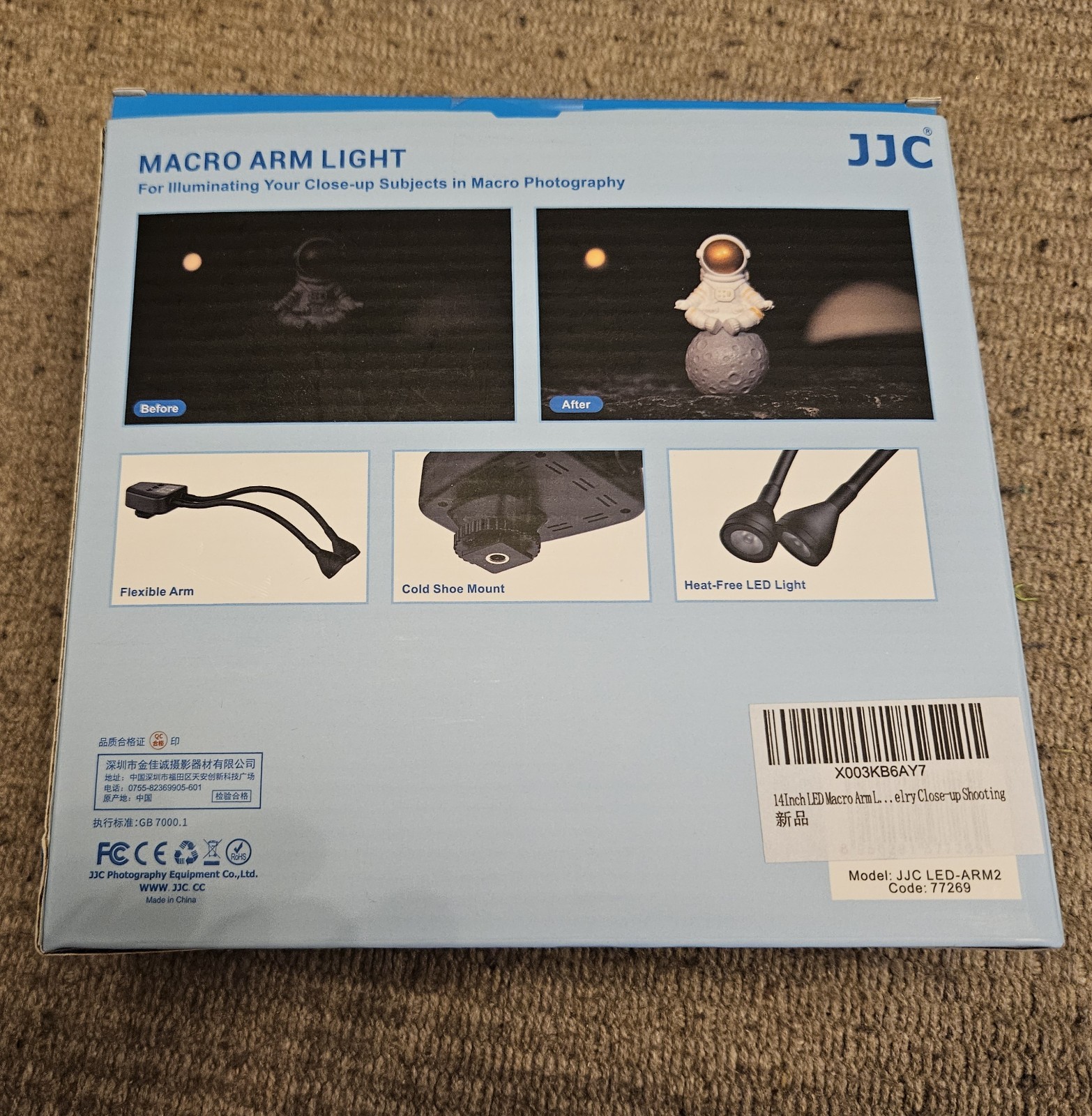 Macro Arm Light For Macro Photography, Cold Shoe Mount For Cameras, Adjustable