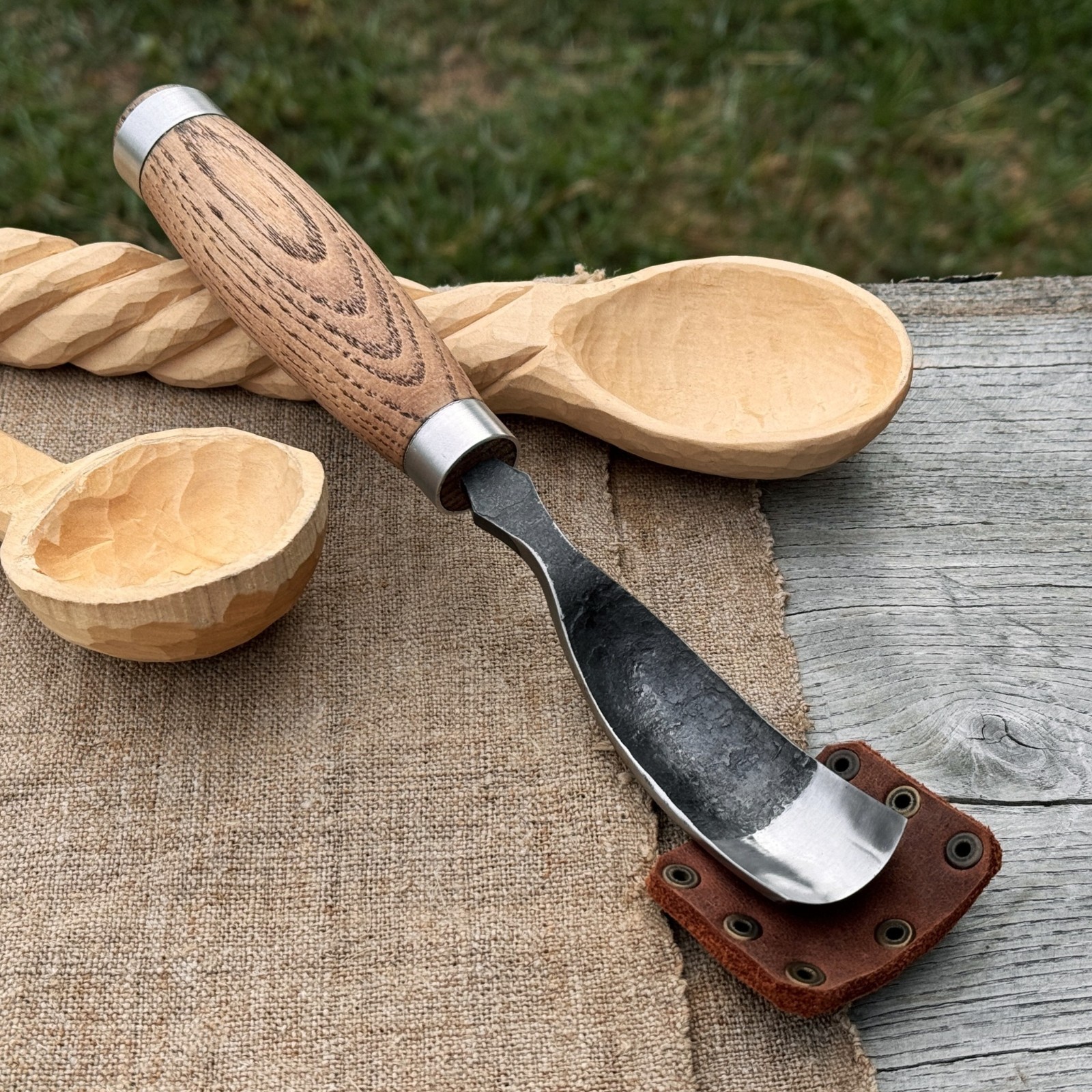 0.8 - 1.6'' Bent Gouge 52100 Steel Spoons Cups Bowls Hollowing Wood Carving Tool