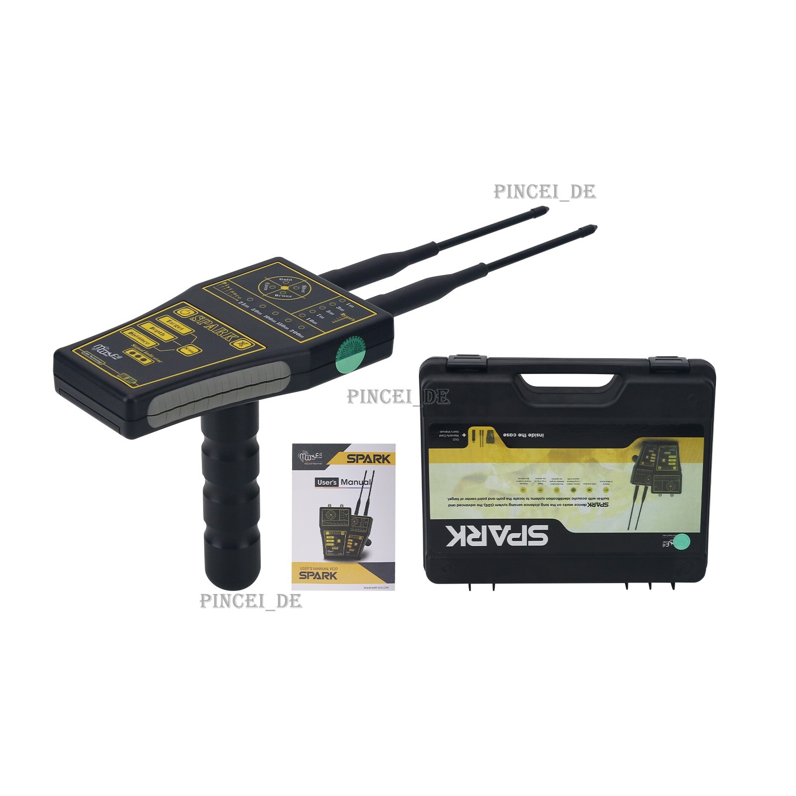 Long Range Gold Metal Detector w/ 2 Antennas Carry Case for Gold Silver Bronze