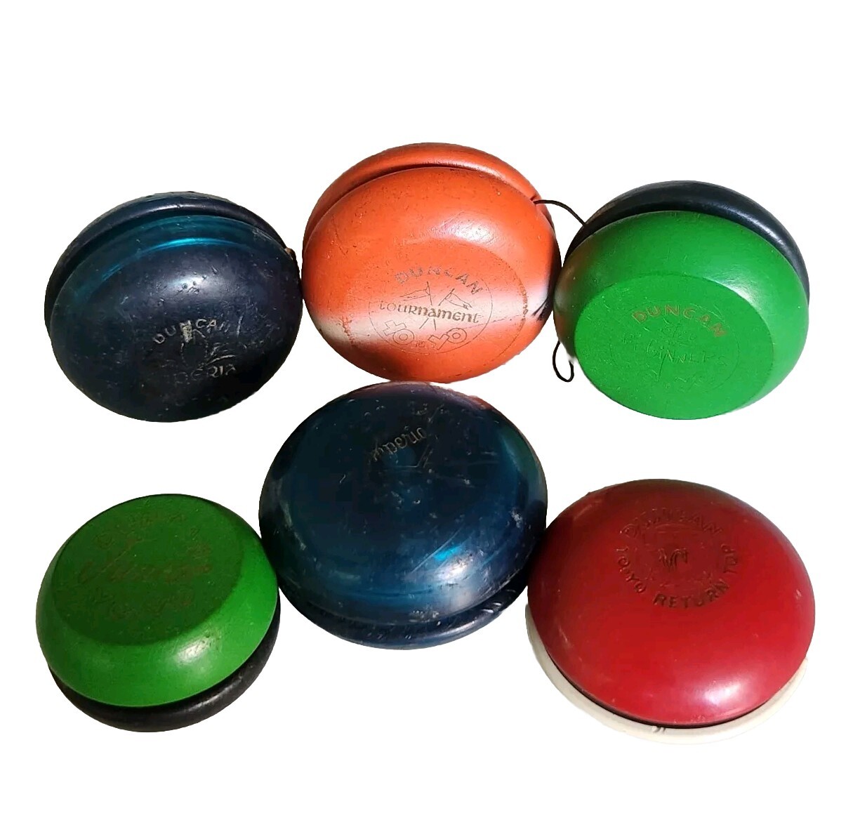 6 Vintage DUNCAN Mobil Little Ace IMPERIAL Jr Wood & Plastic Yoyo Yo-Yo TOY