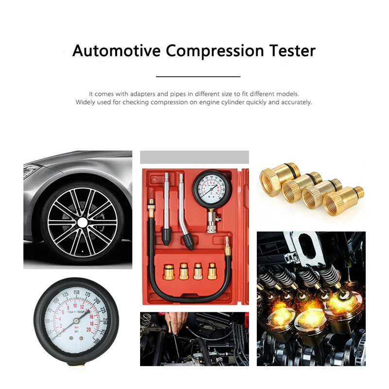 Car Diagnostic Cylinder Compressor Gauge Meter Test Pressure Compression Tester