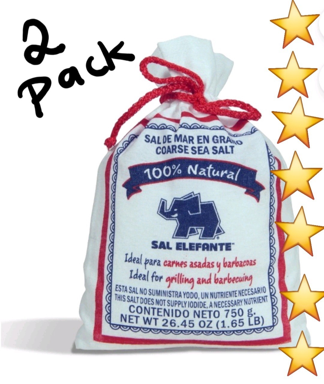 Sal de Mar En Grano Coarse Sea Salt 💯% Natural SAL ELEFANTE Carne's Asadas BBQ