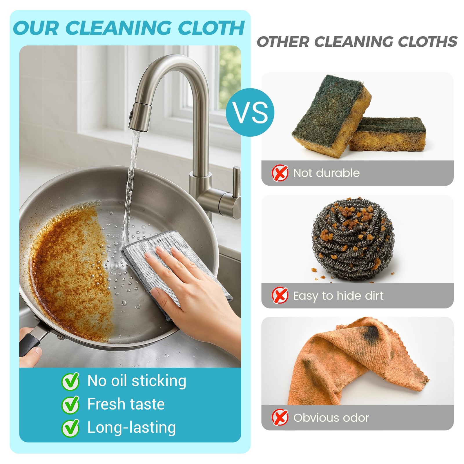 UAFAP 12 PCS Non Scratch Wire Dishcloth, Cleans Fast Without Scratching, Stan...