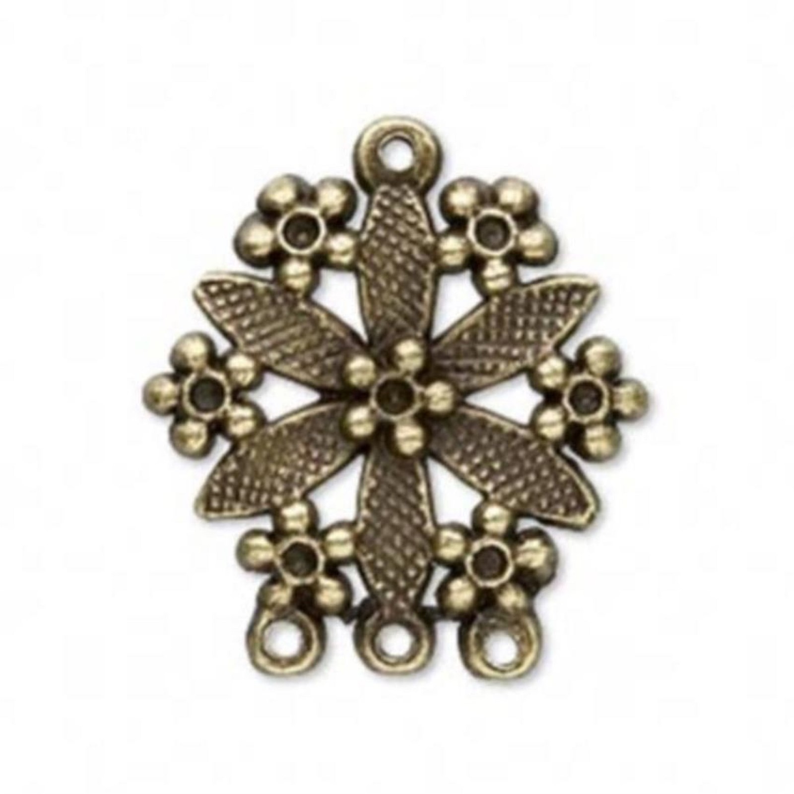 Antiqued Brass Steampunk Victorian Flower Earring Findings Pendants Charms 2 pcs