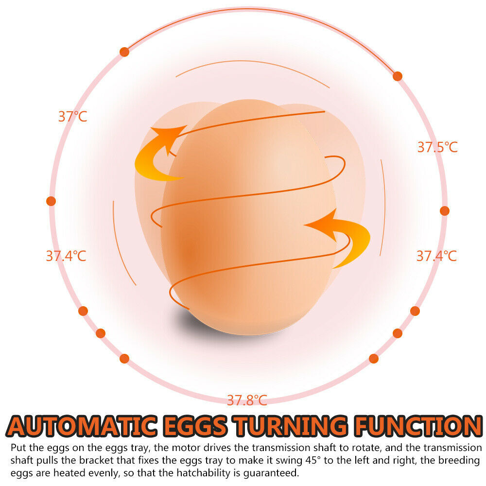For 48 Digital Egg Incubator Hatcher Automatic Egg Turning Temperature Control