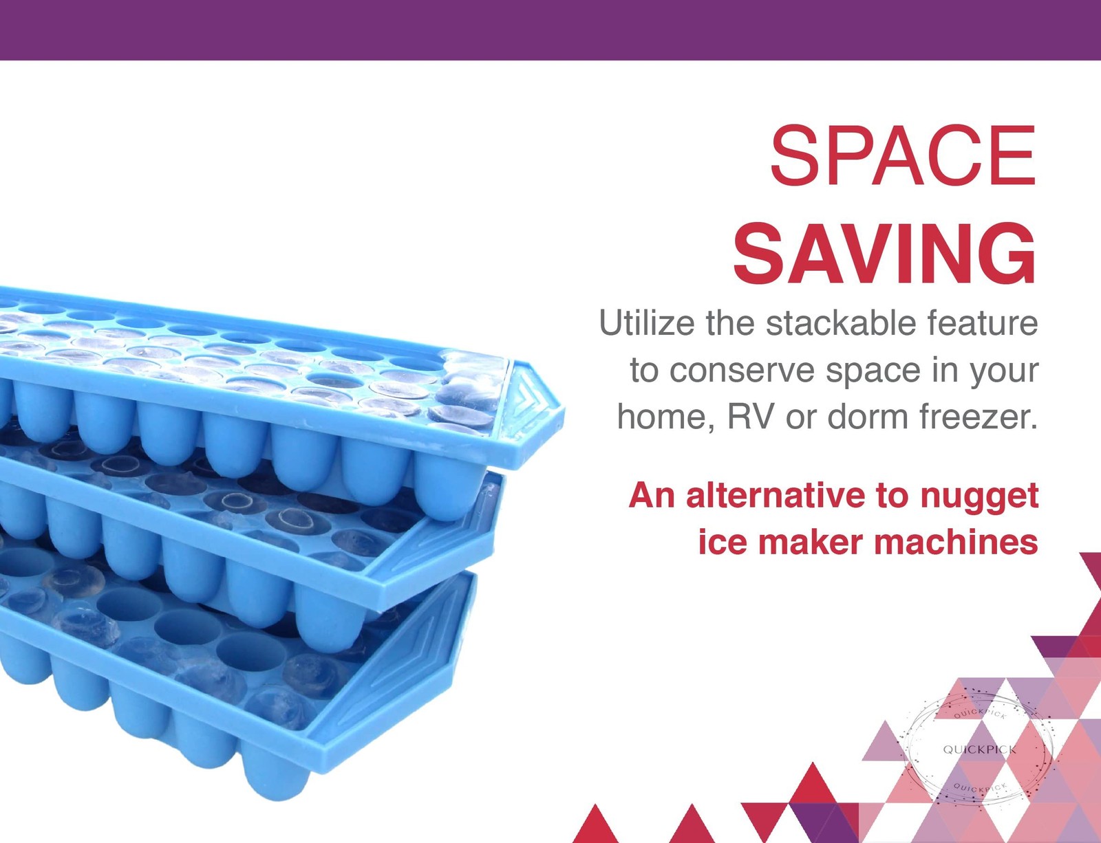 Arrow Mini Ice Cube Trays, 3pk - 60 Mini Spaces Per Tray - Easy to Use Stackable