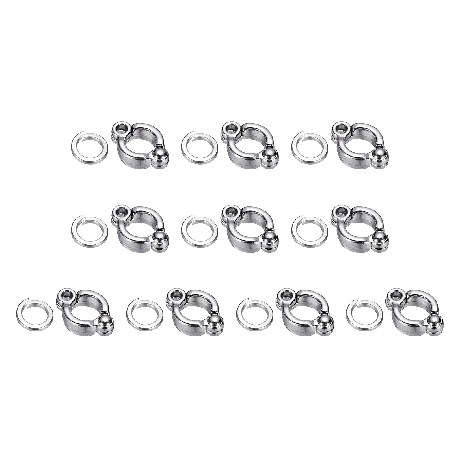 Bird Foot Rings Parrot Metal Leg Ring 6.5mm/0.26" ID, (Silver Tone, 10 Set)