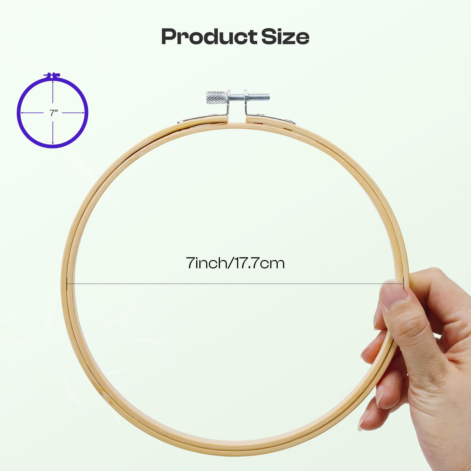Caydo 6 Pieces 7 Inch Embroidery Hoop with Metal Screw, Round Natural Wood